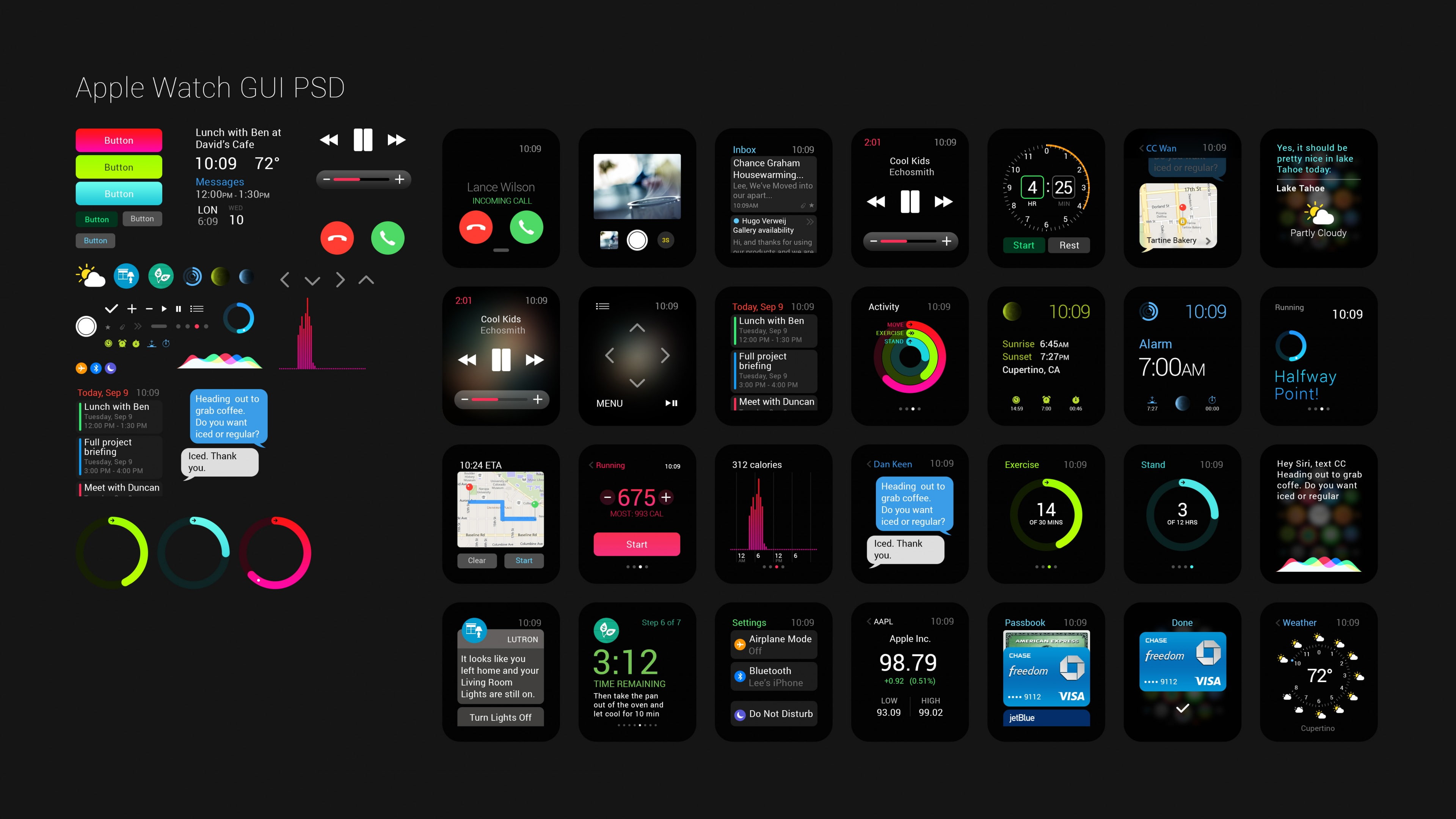 Apple Watch GUI PSD screen, interface, watches, wallpaper, 5k