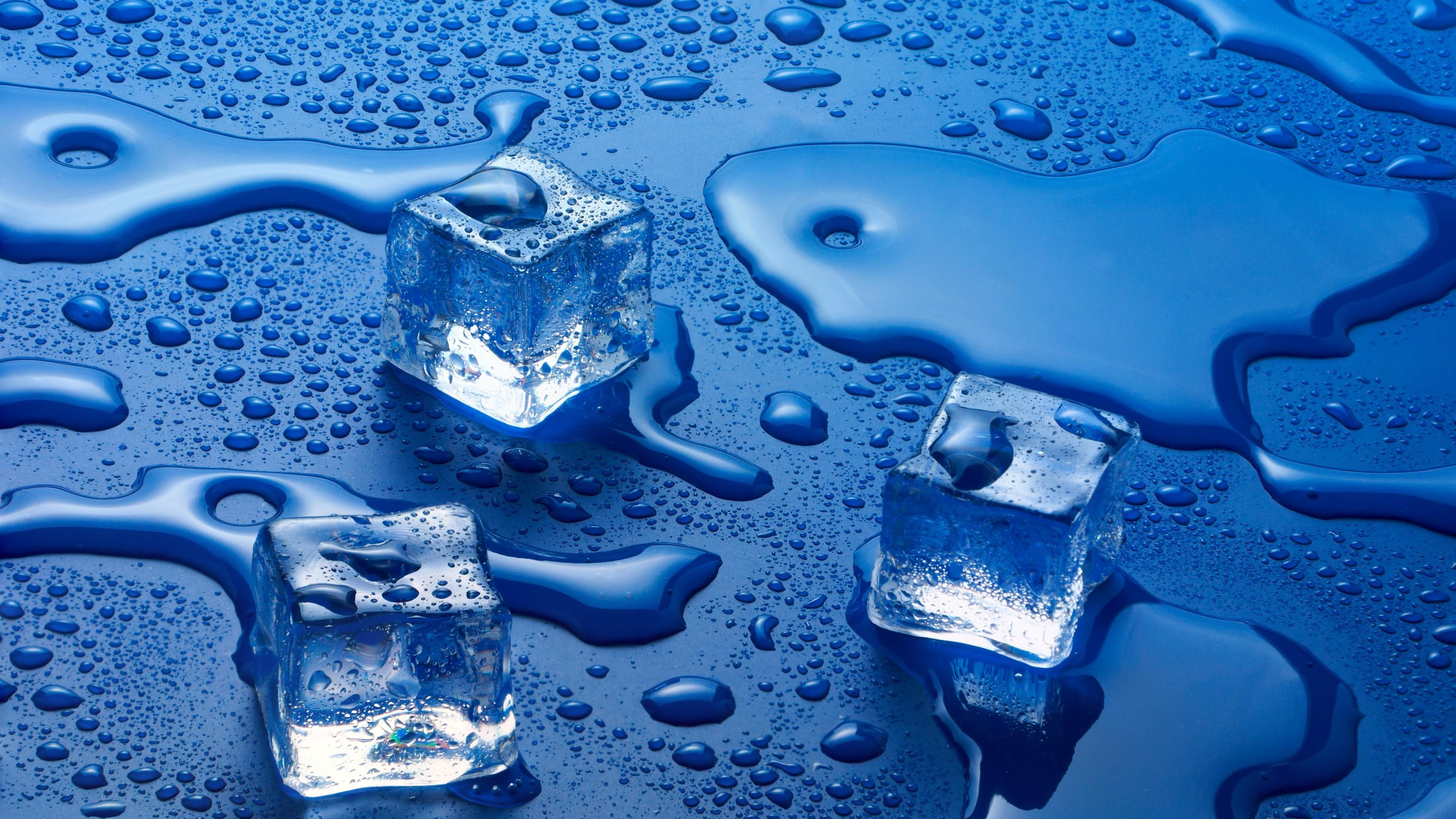 water, blue, drop, ice cube, liquid, droplets, waterdrop, melt