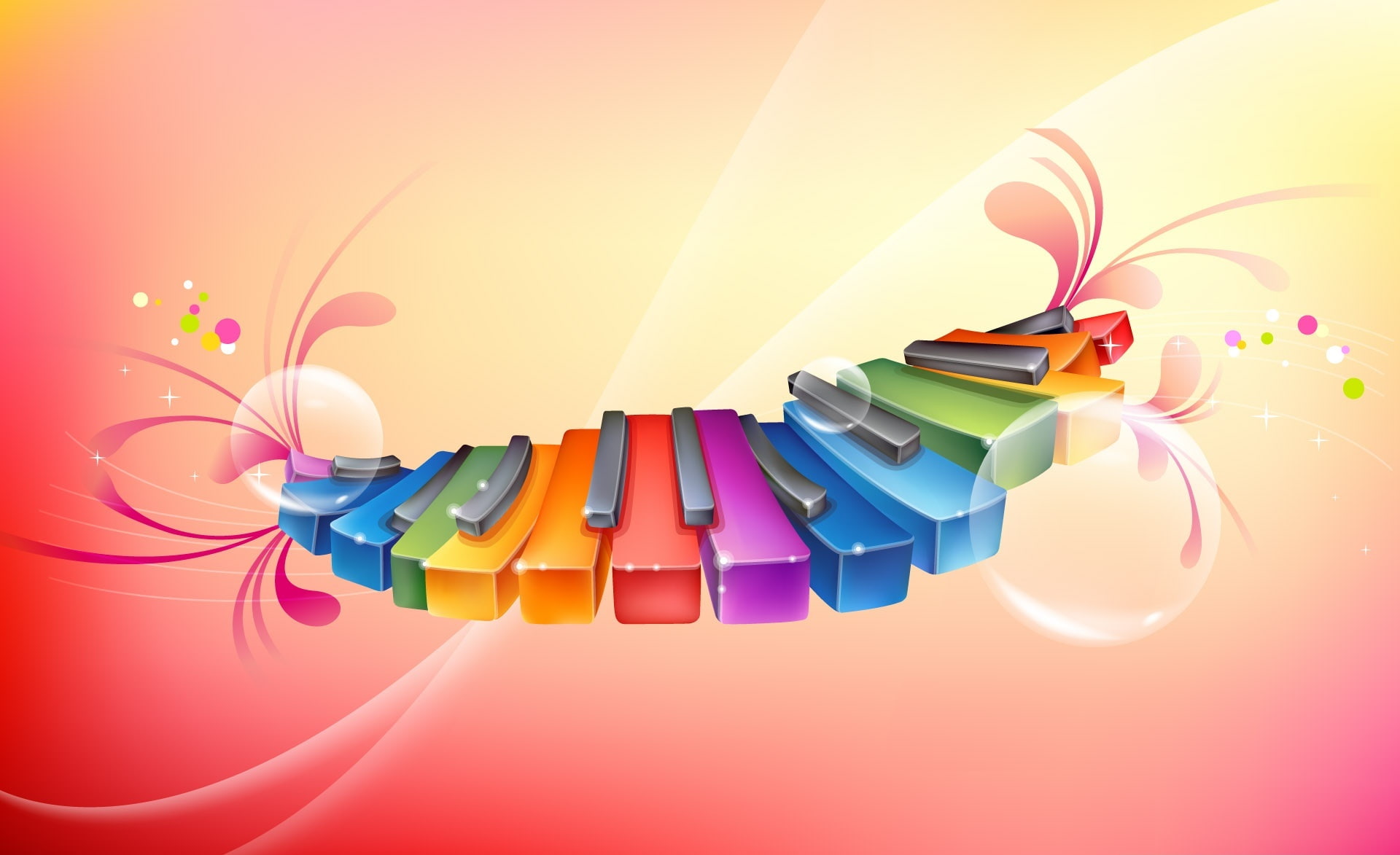 Rainbow Piano Keyboards, assorted-color keyboard illustration