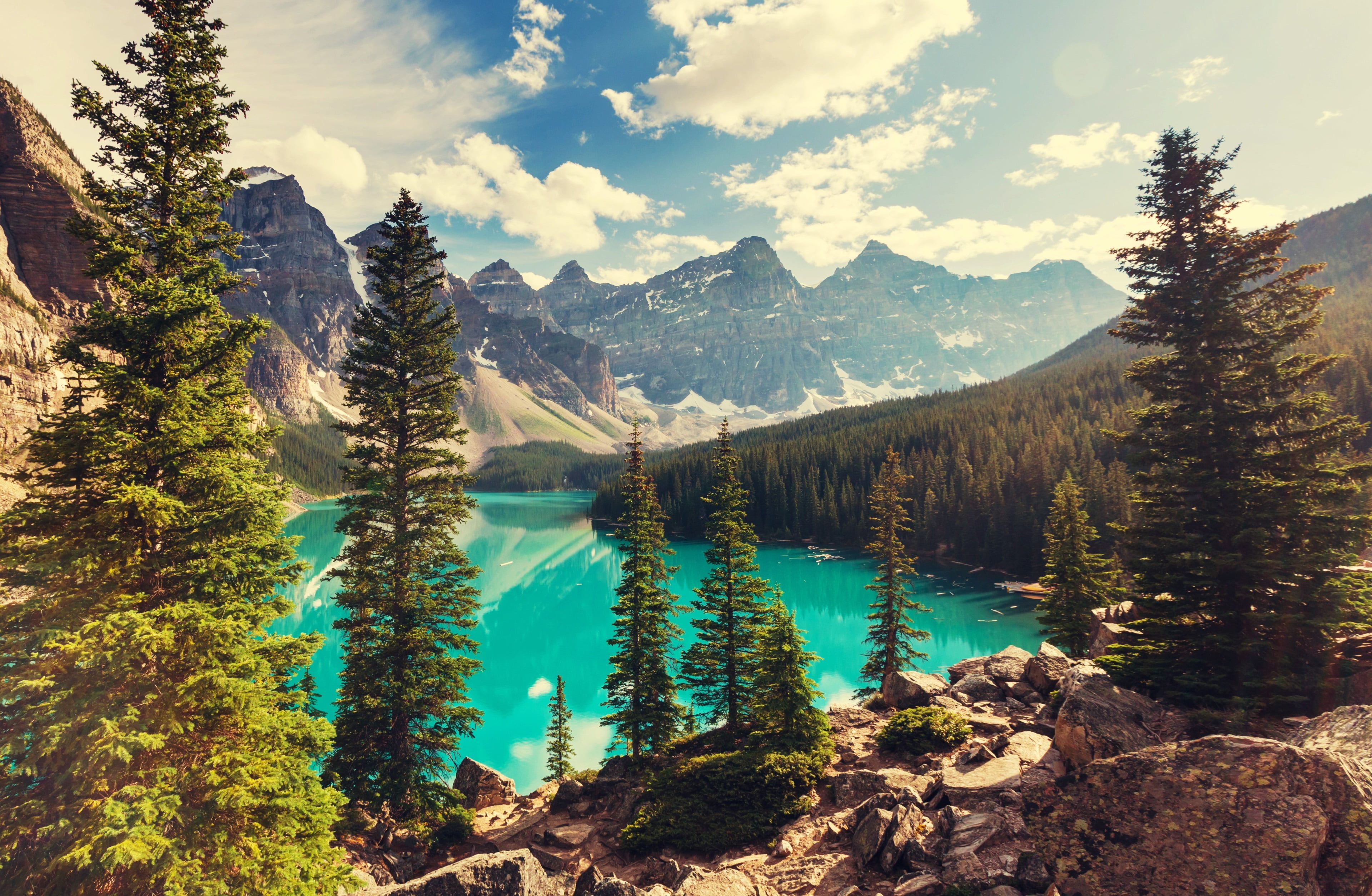 moraine lake 4k wallpaper downloard, mountain, beauty in nature