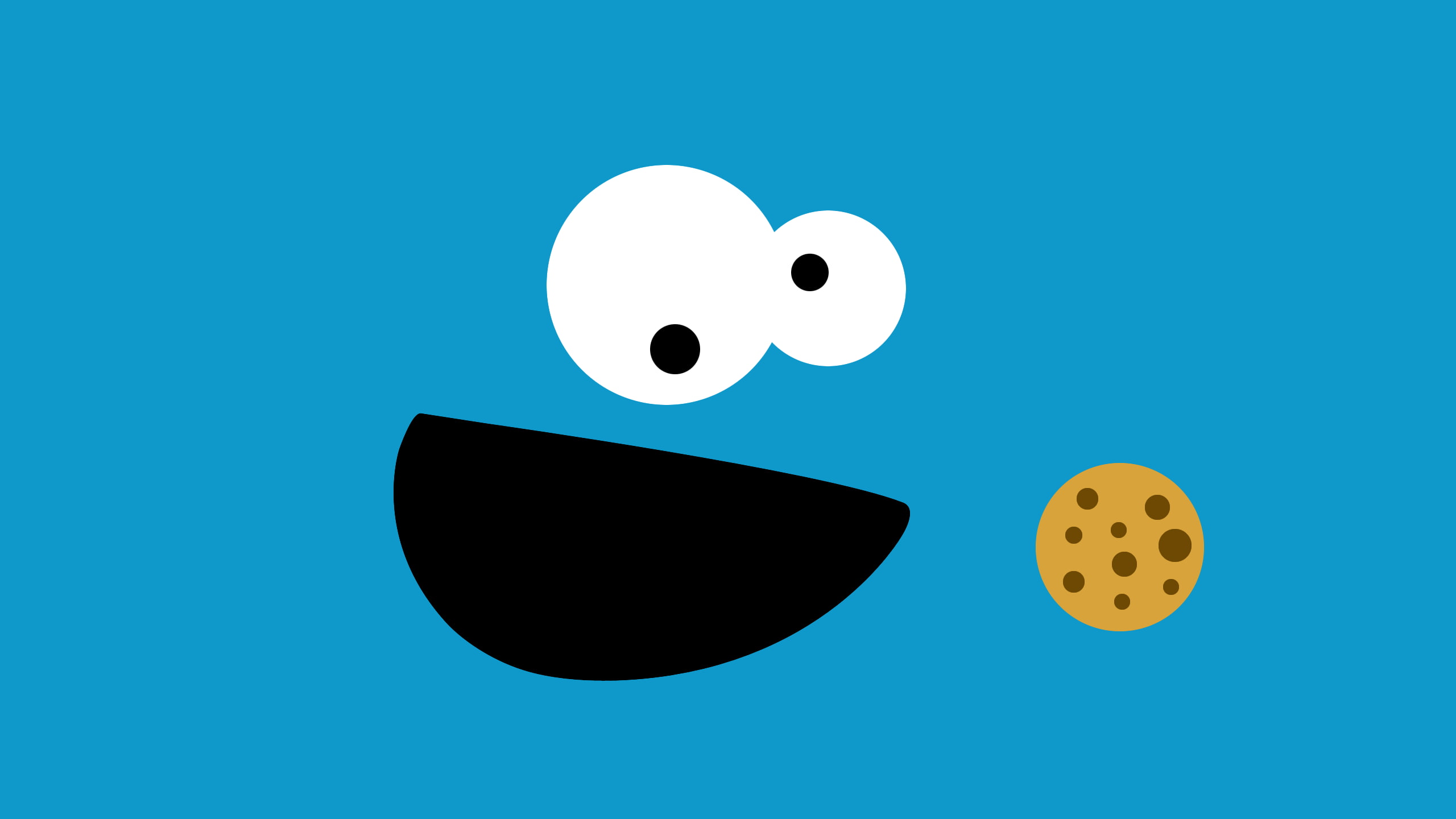 Cookie Monster, minimalism, Sesame Street, blue, happiness