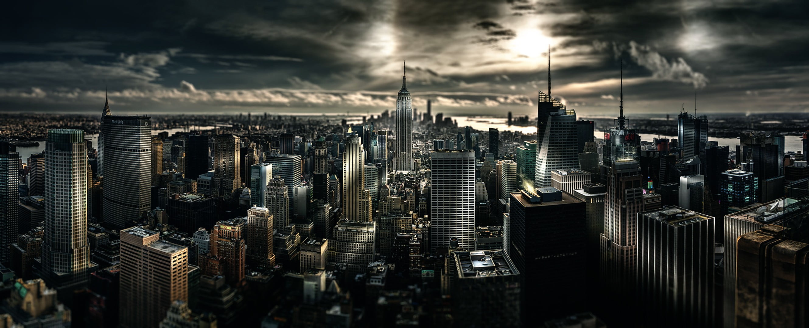 gray concrete buildings, landscape view of city buildings, Manhattan