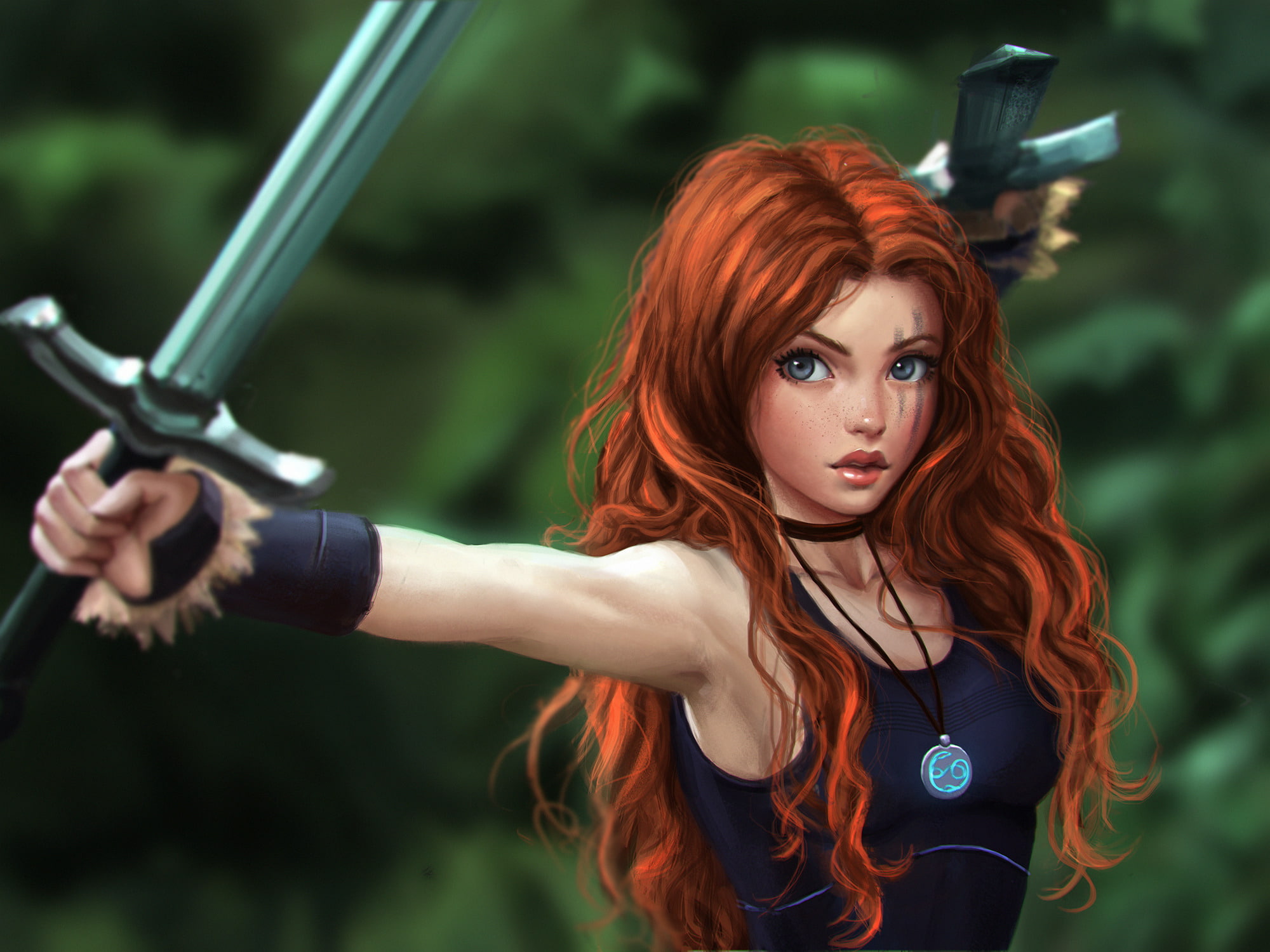 fantasy art celtic warrior redhead sword original characters