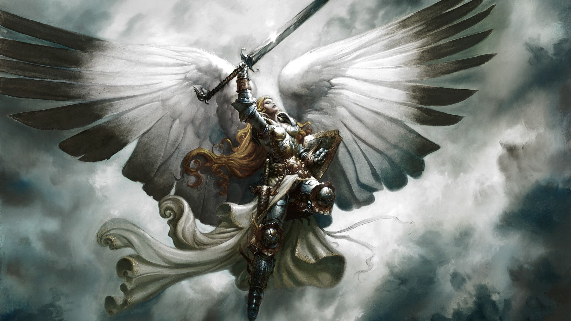 angel, armor, fantasy weapon, warrior, Magic: The Gathering