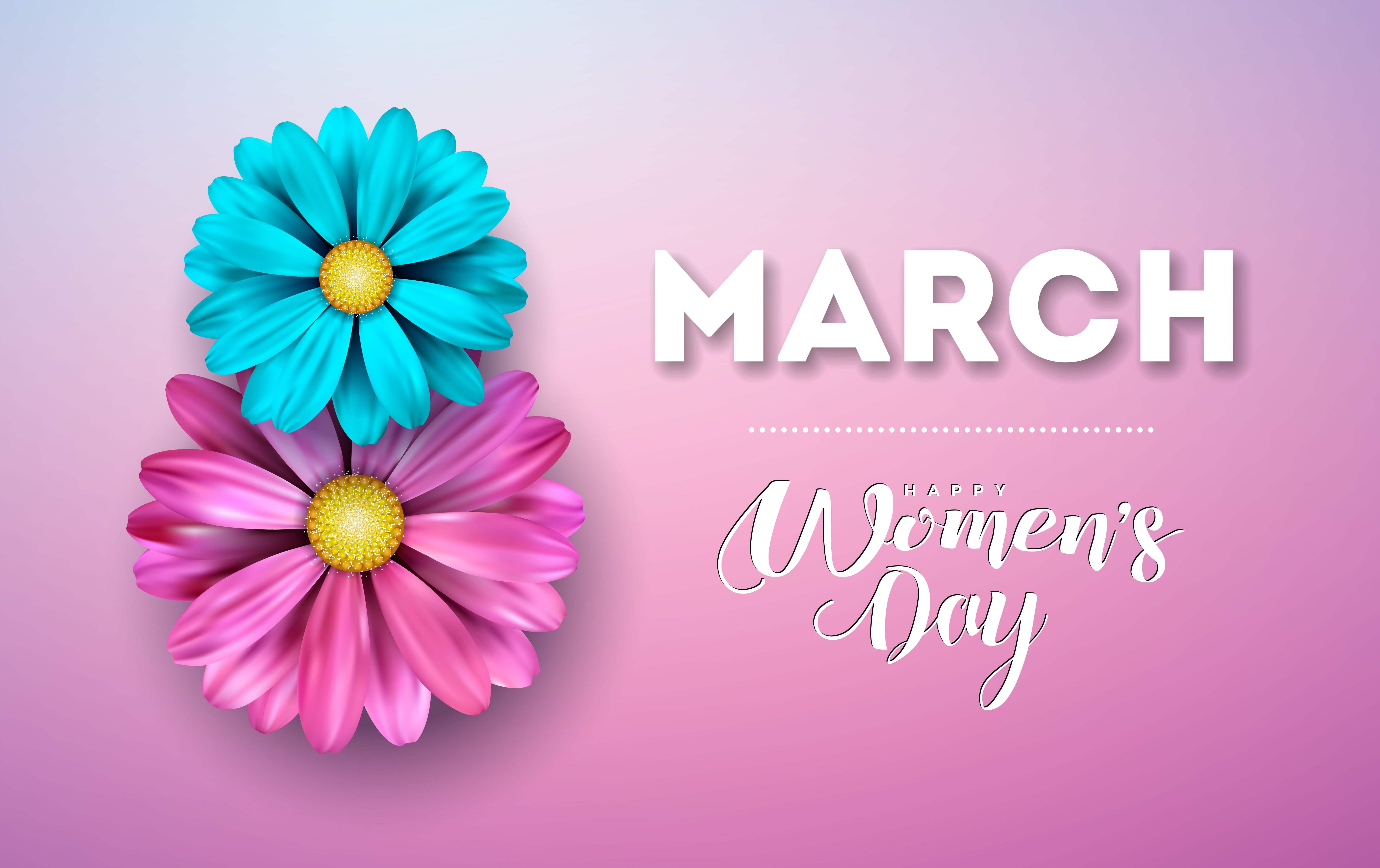 flowers, happy, pink background, March 8, women's day, 8 march