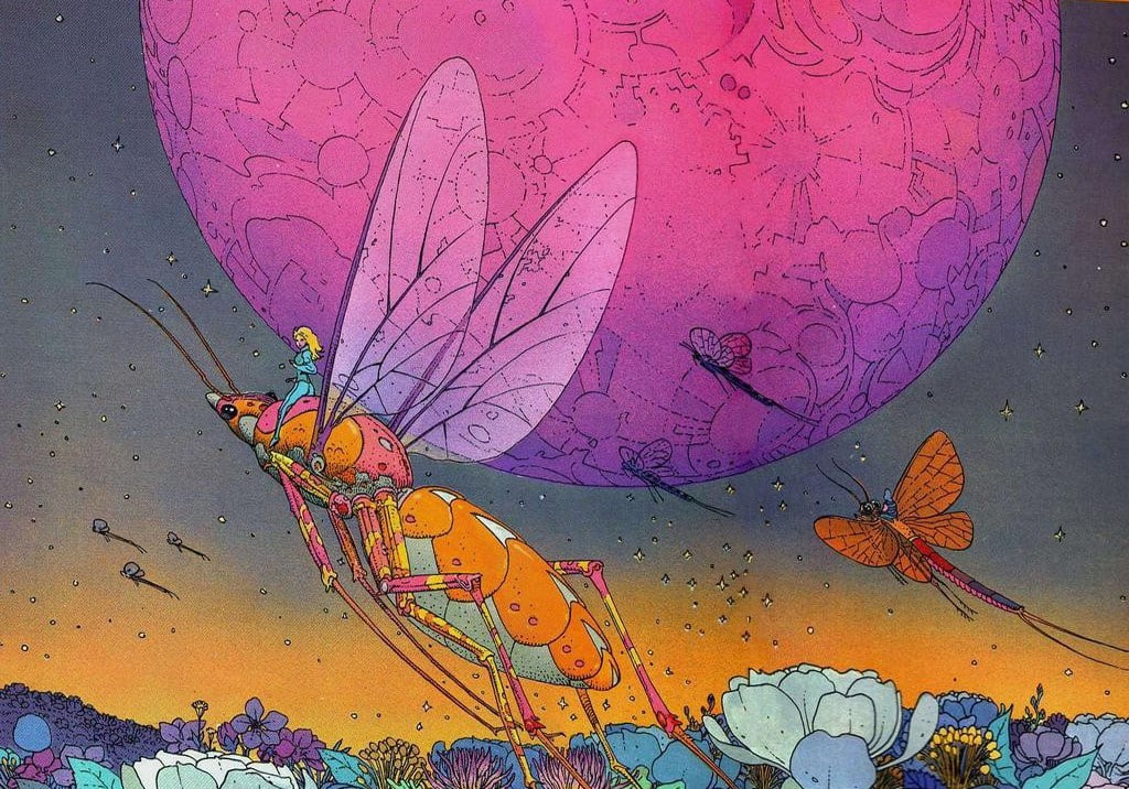 science fiction artwork traditional art moebius french artist landscapes planets insects