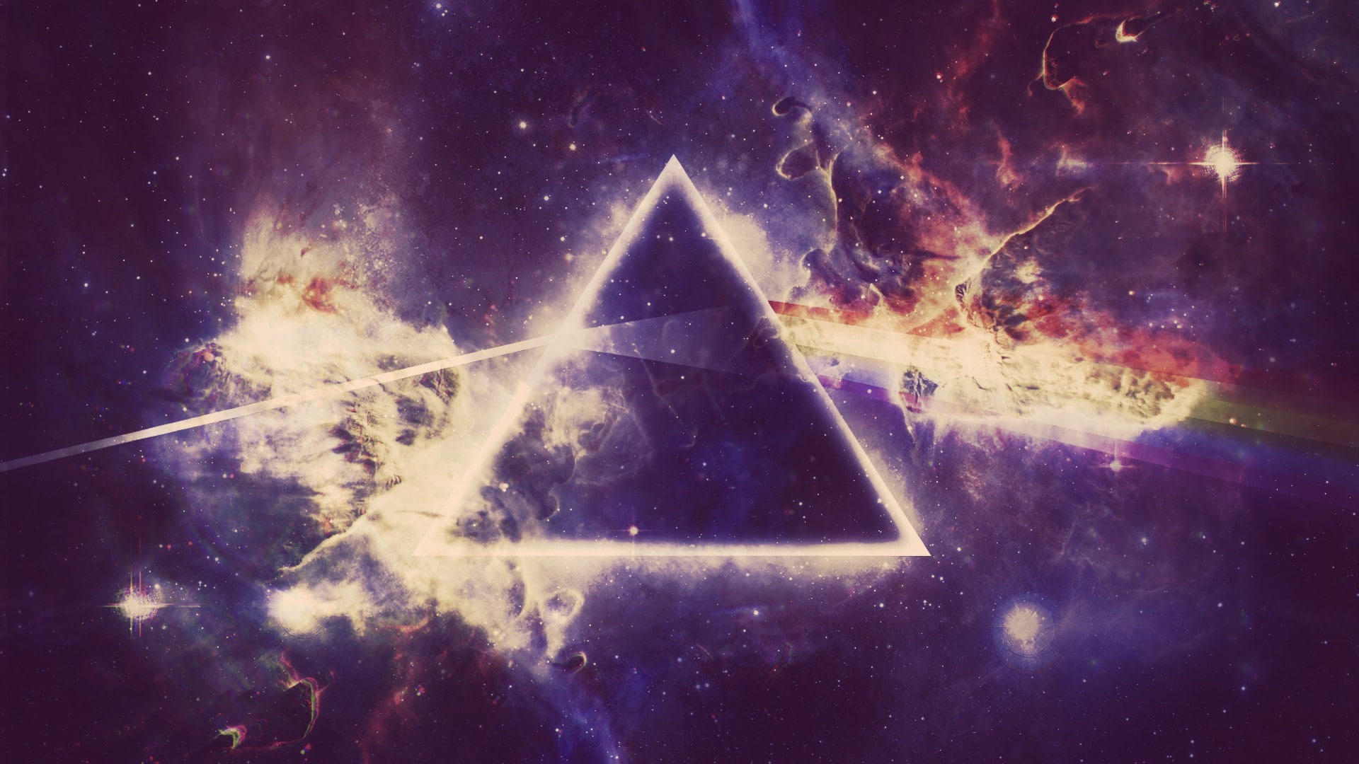 The Dark Side of the Moon, digital art, triangle, Pink Floyd