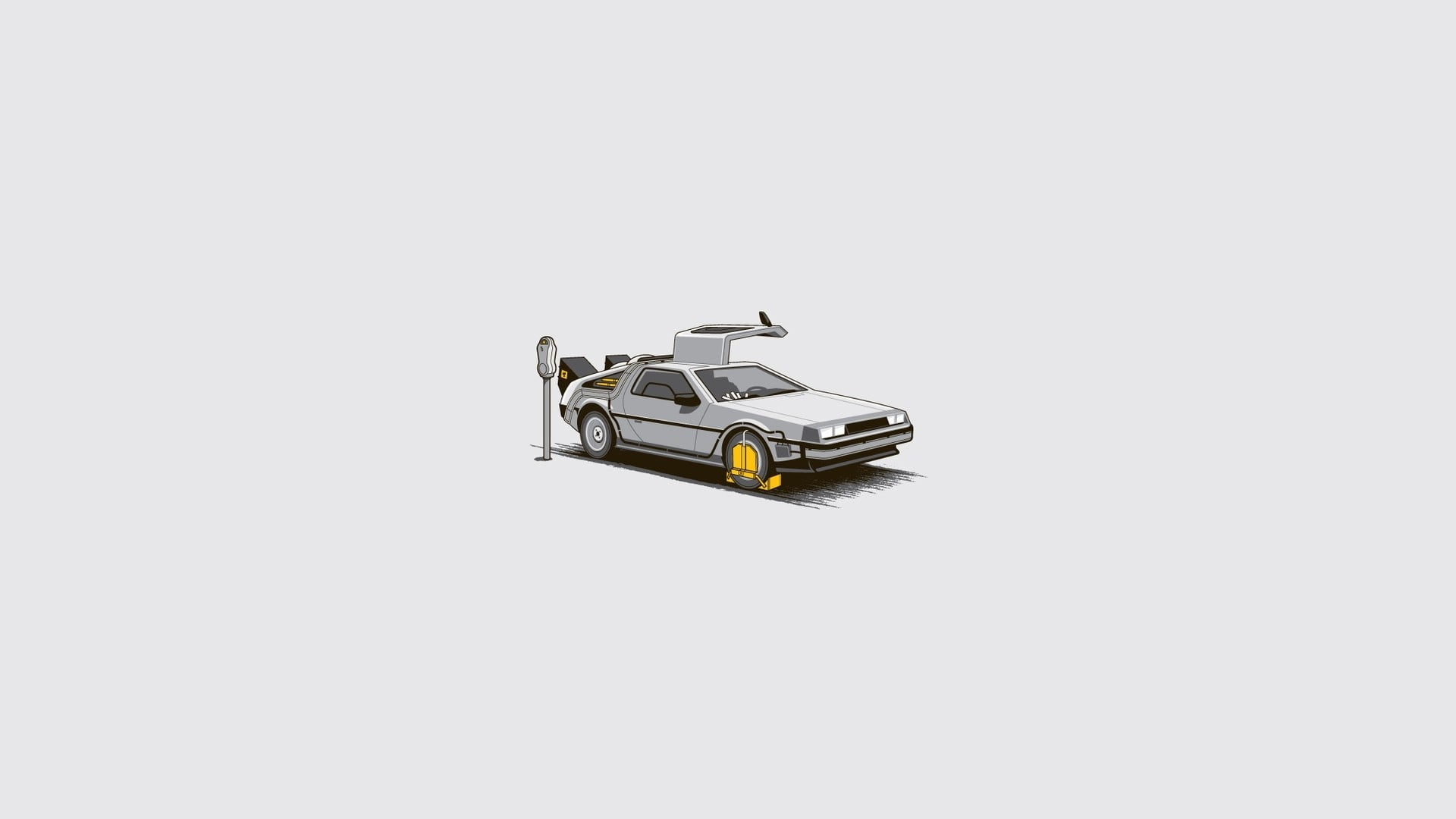 white coupe, minimalism, Back to the Future, studio shot, copy space