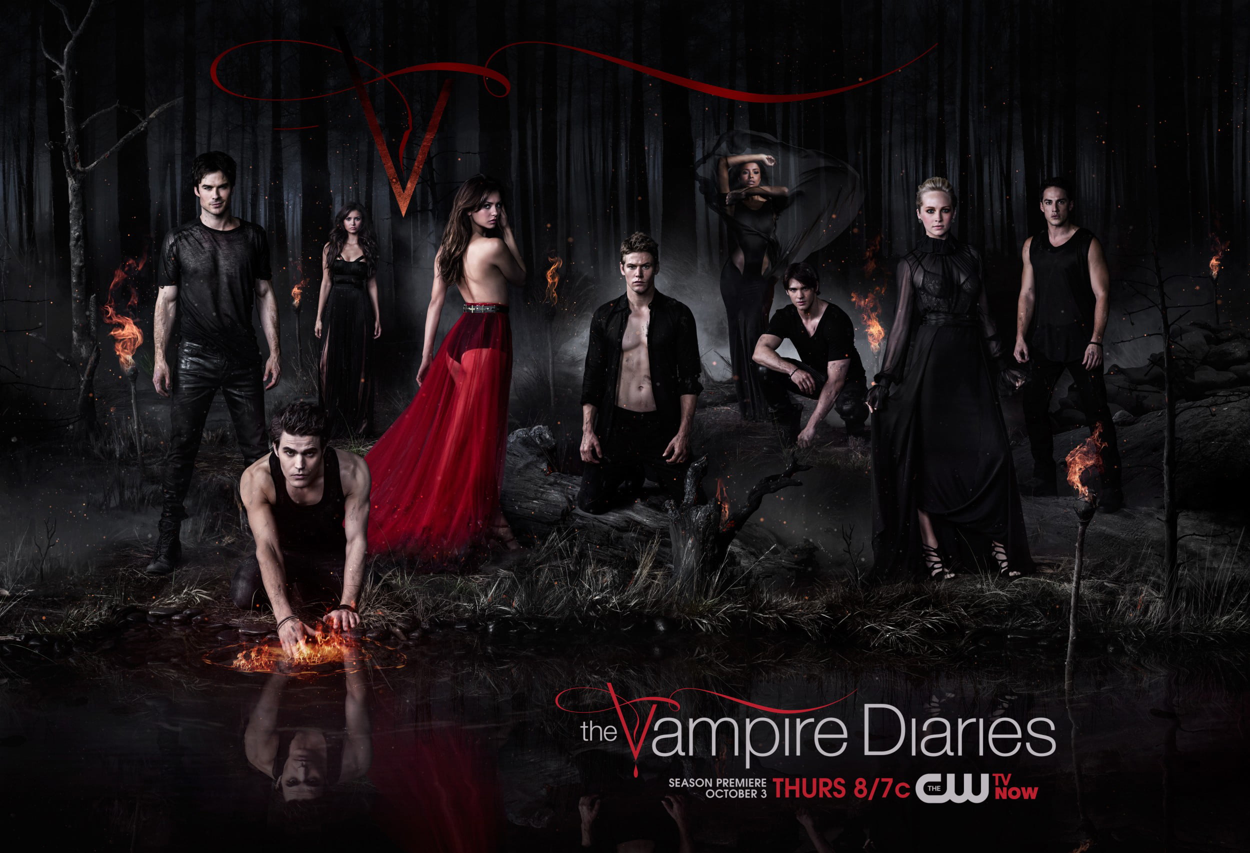 The Vampire Diaries digital wallpaper, Nina Dobrev, Paul Wesley