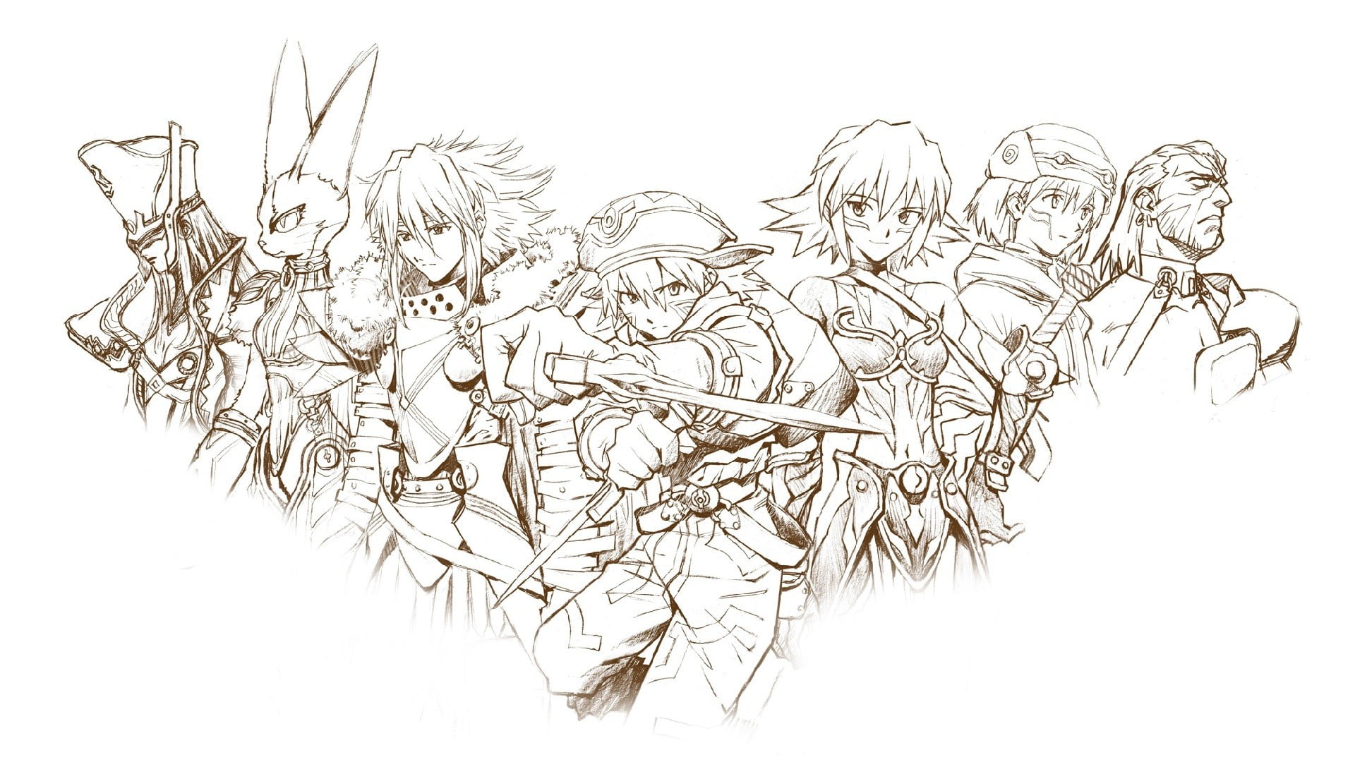 anime characters wallpaper, .Hack, artwork, white background