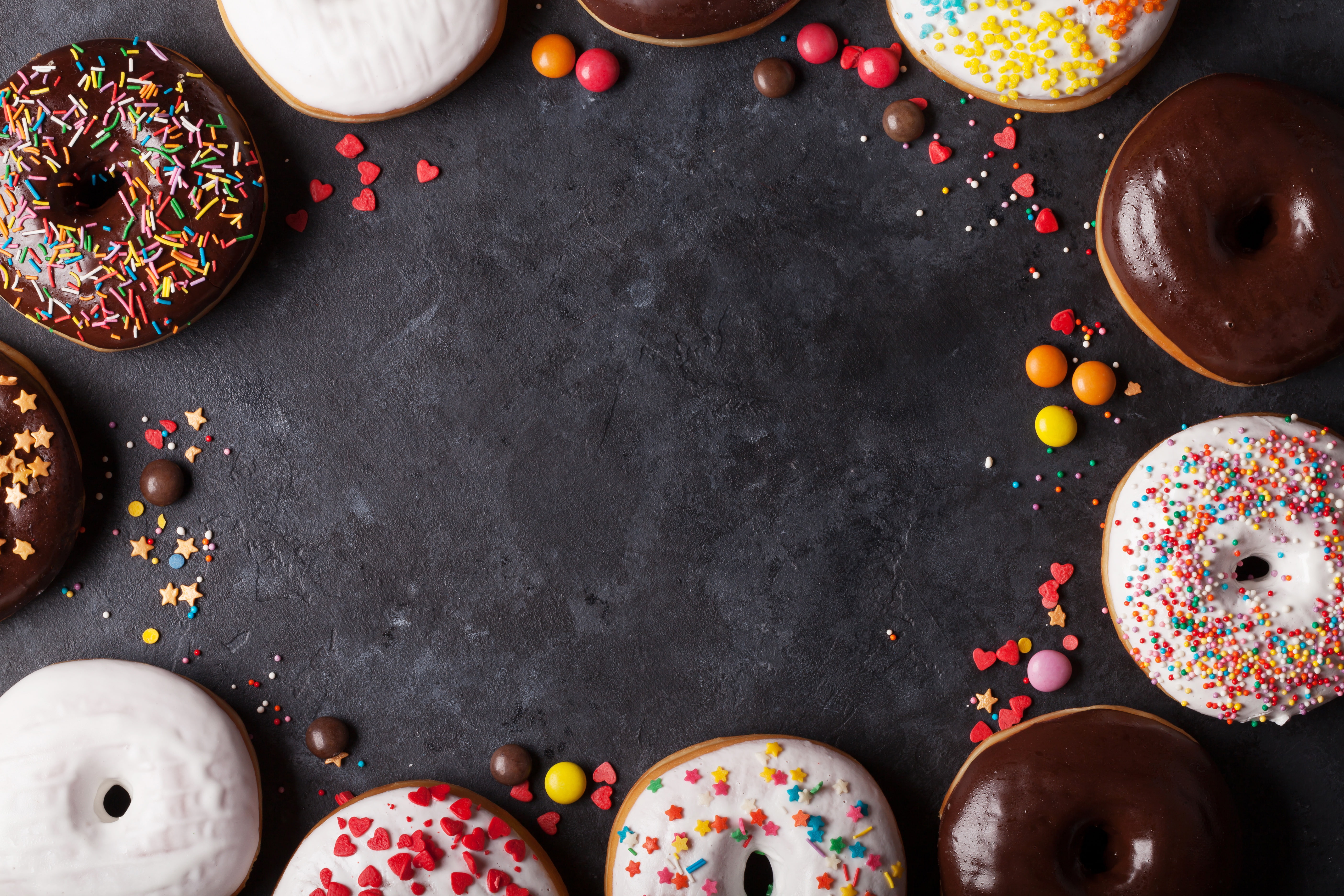 baked doughnuts, candy, donuts, glaze