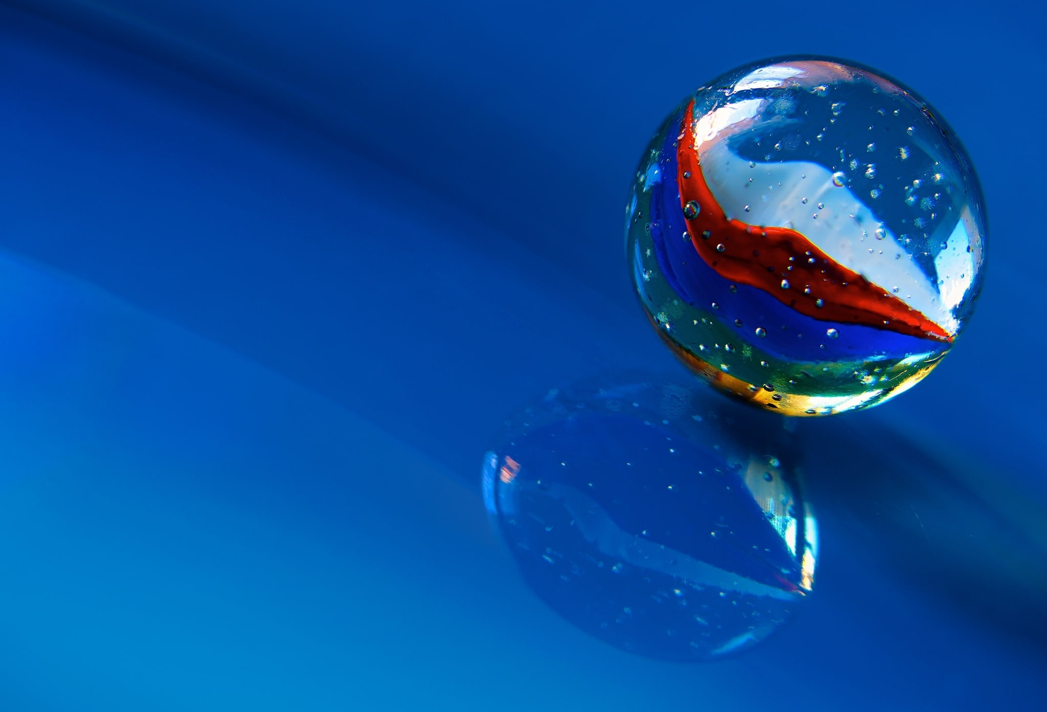 macro, reflection, background, ball, glass bead