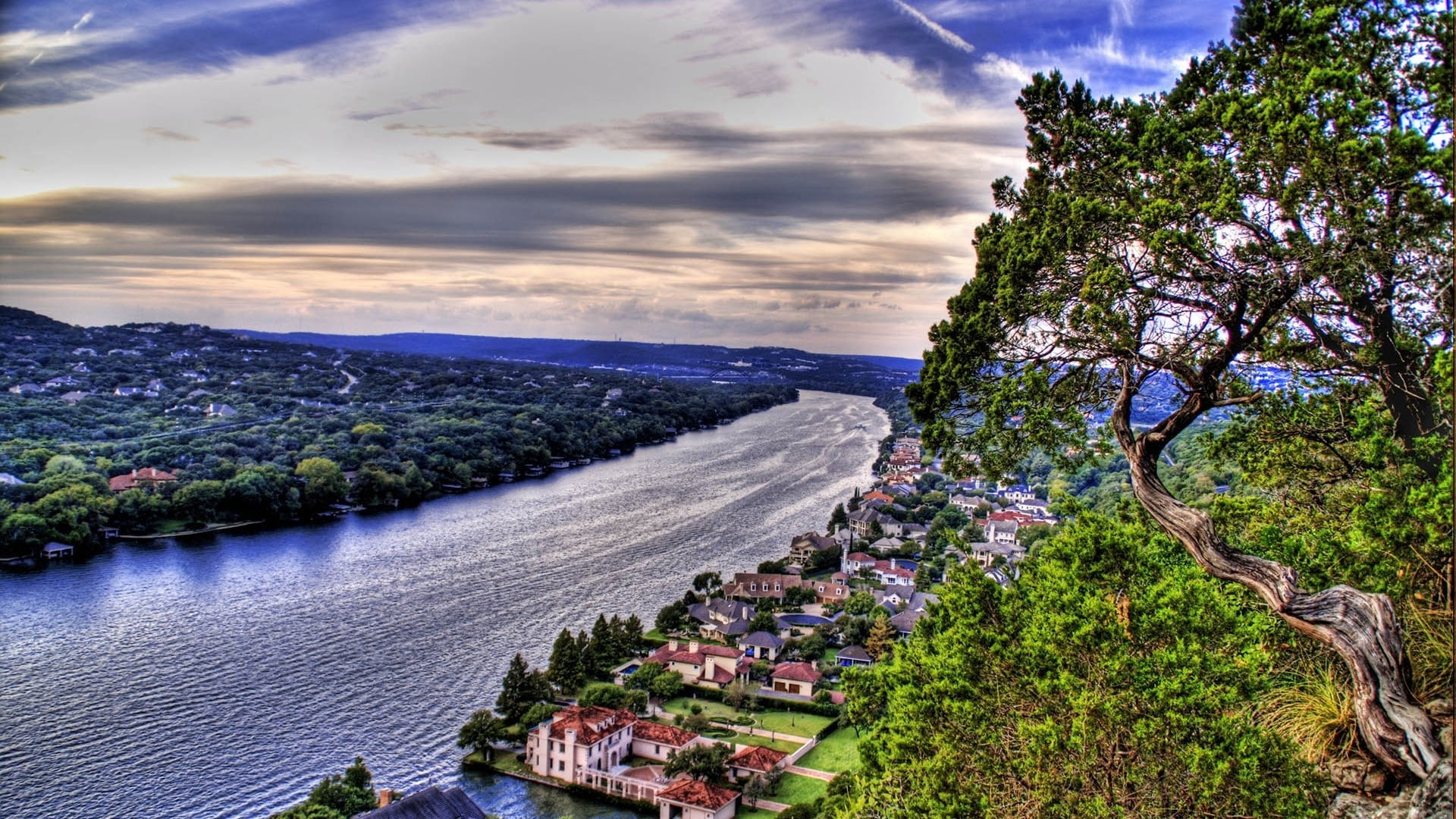 River, Buildings, Sky, Grass, Hdr, architecture, cloud - sky