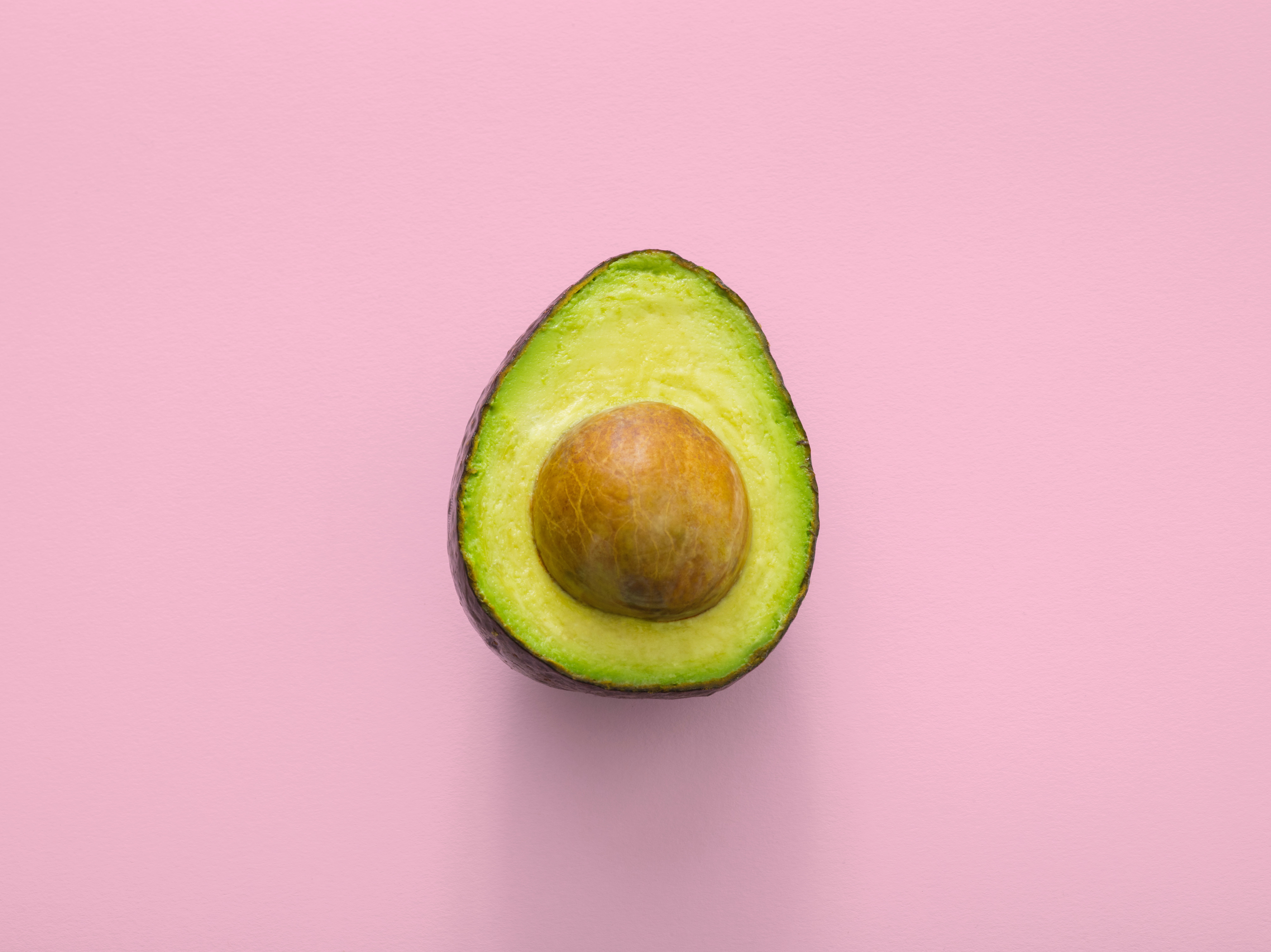 avocado fruit, minimalism, pink, food, freshness, ripe, slice
