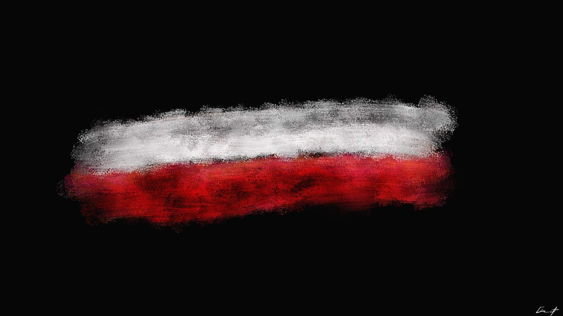 Poland, Flag, Abstract, Minimalism, Red, White, Black Background