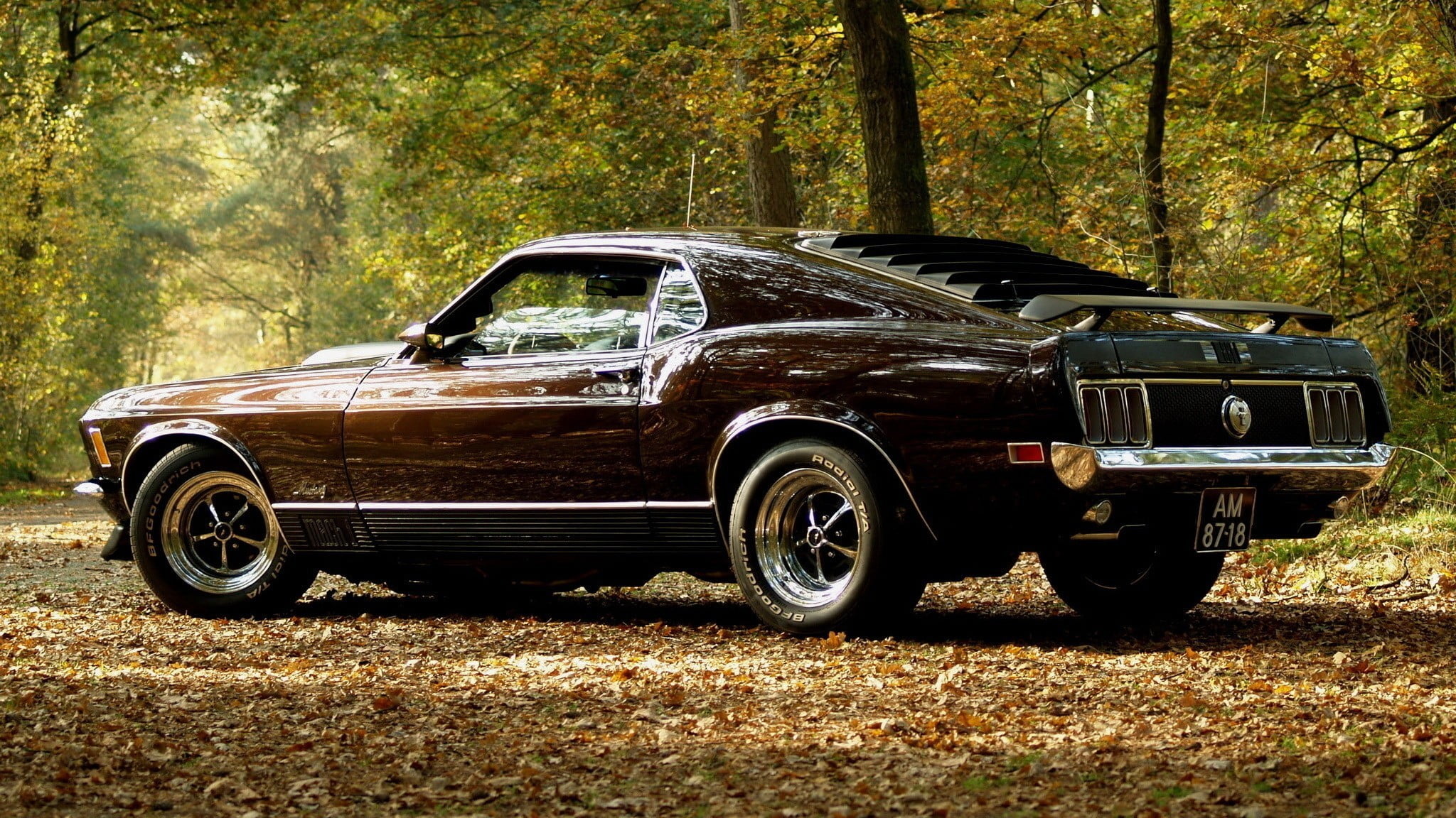 brown Ford Mustang coupe, muscle cars, fastback mach 1, retro Styled