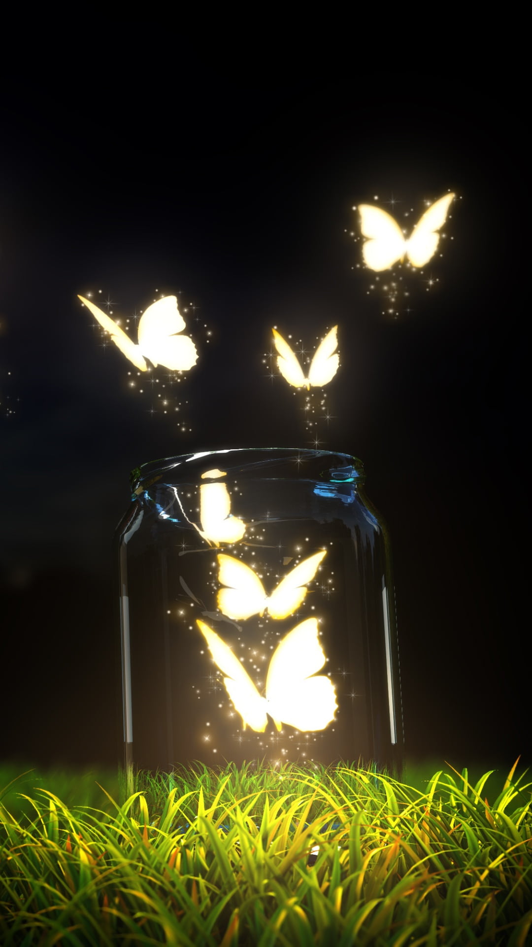 Glowing Butterflies, lighted butterflies, Animals, Butterfly