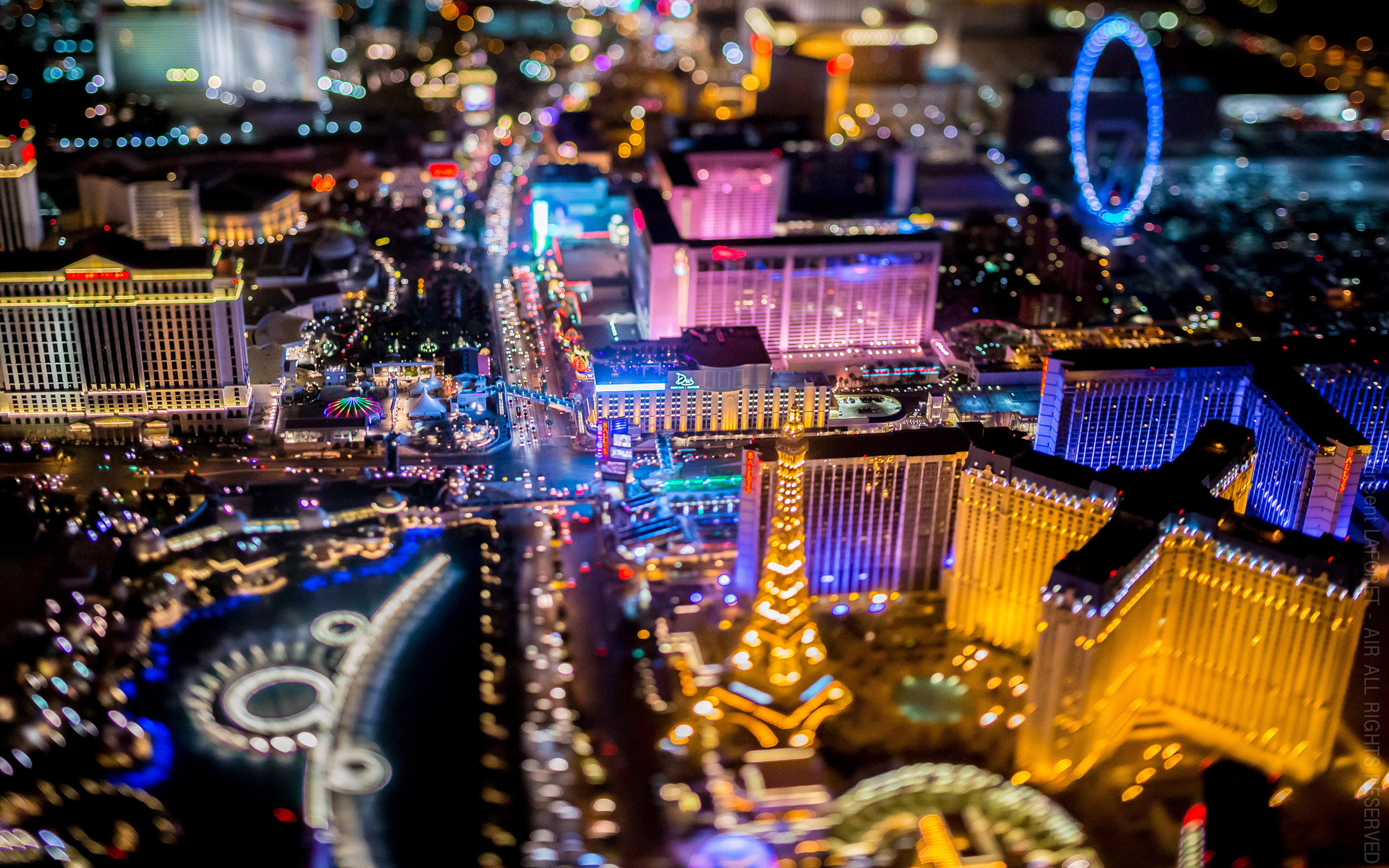 Las Vegas Nevada Downtown Night Photography From Helicopters Desktop Wallpaper Hd 3000×1875