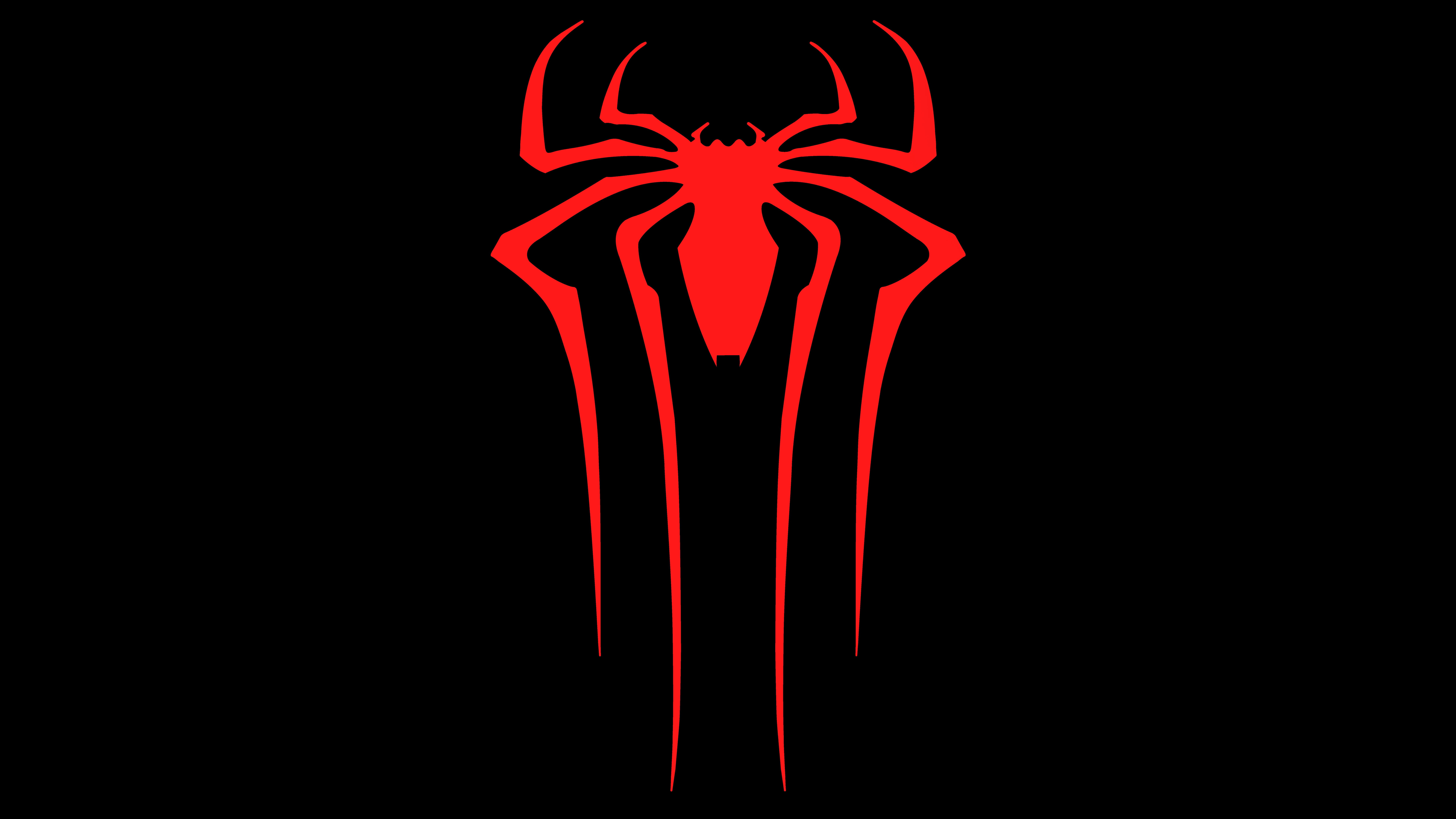 spiderman, superheroes, logo, 4k, 5k, 8k, hd, dark, black background
