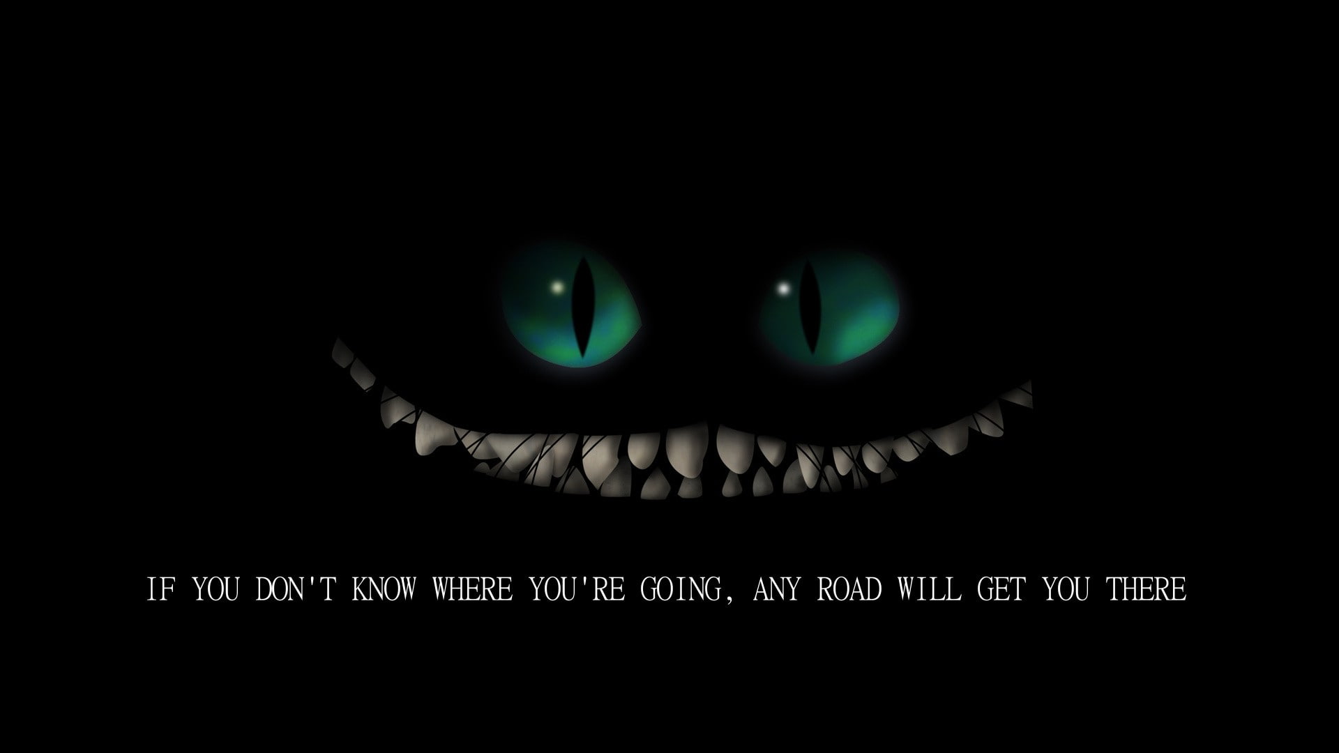 eyes, dark, Cheshire Cat, typography