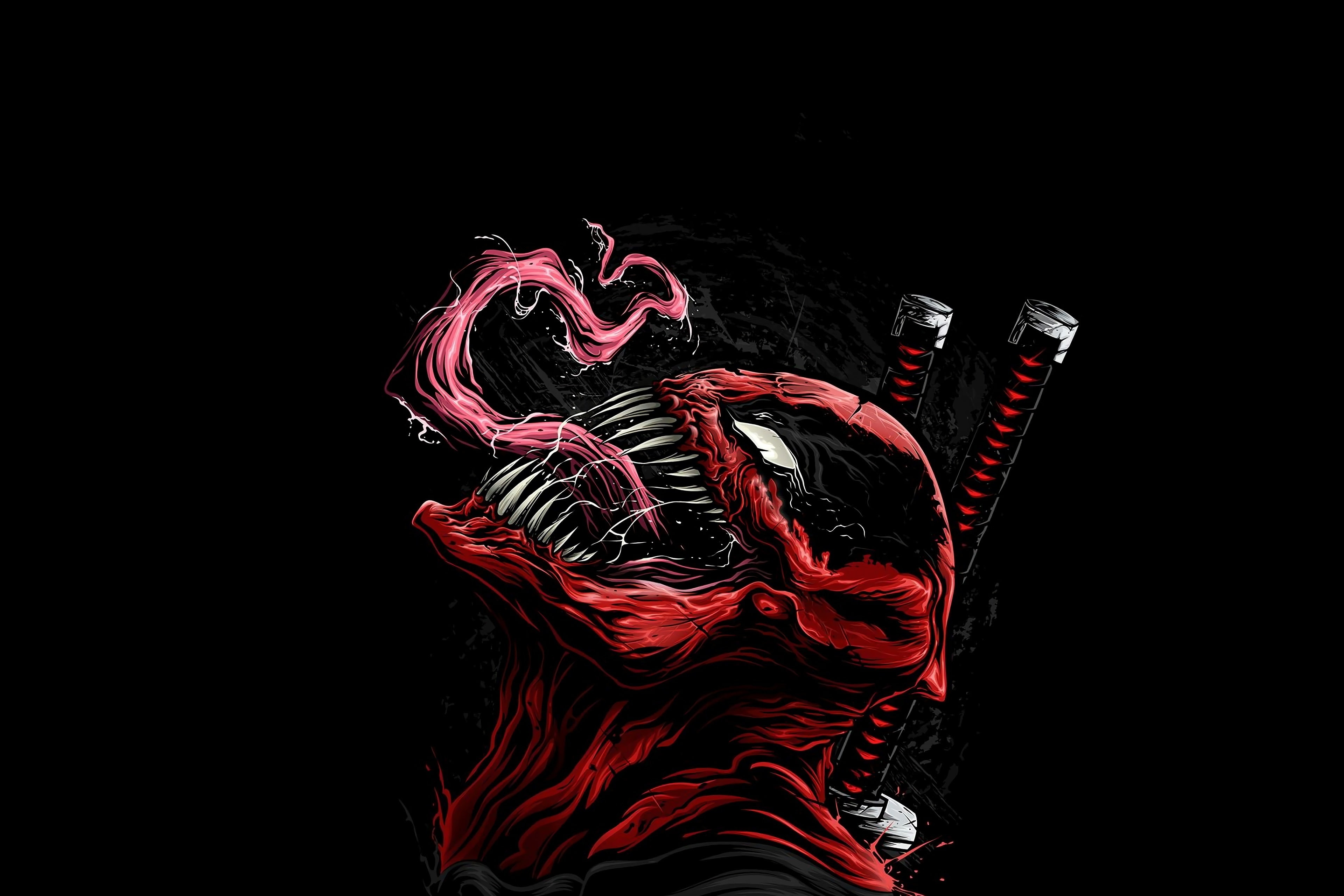 Deadpool, Venom, illustration, artwork, comics