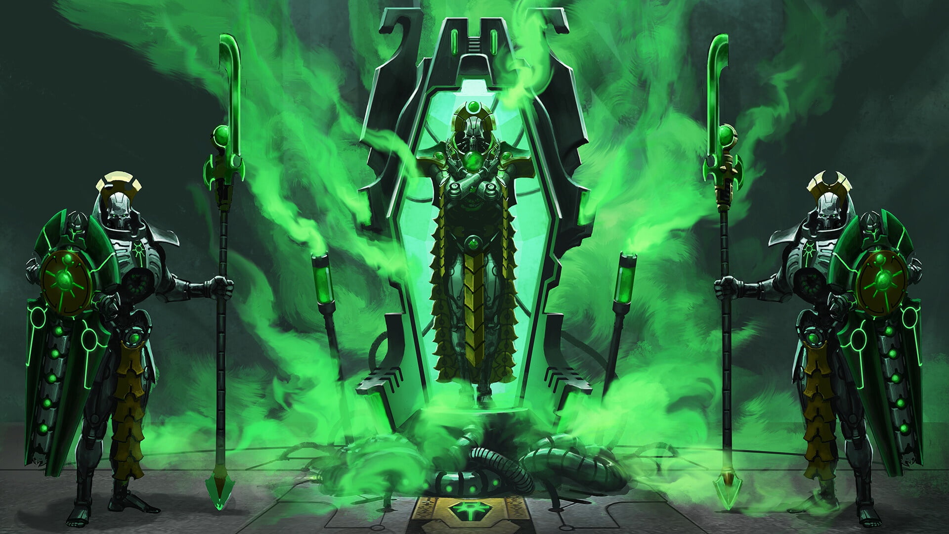 Free download | HD wallpaper: Necrons, guards, awakening, Warhammer 