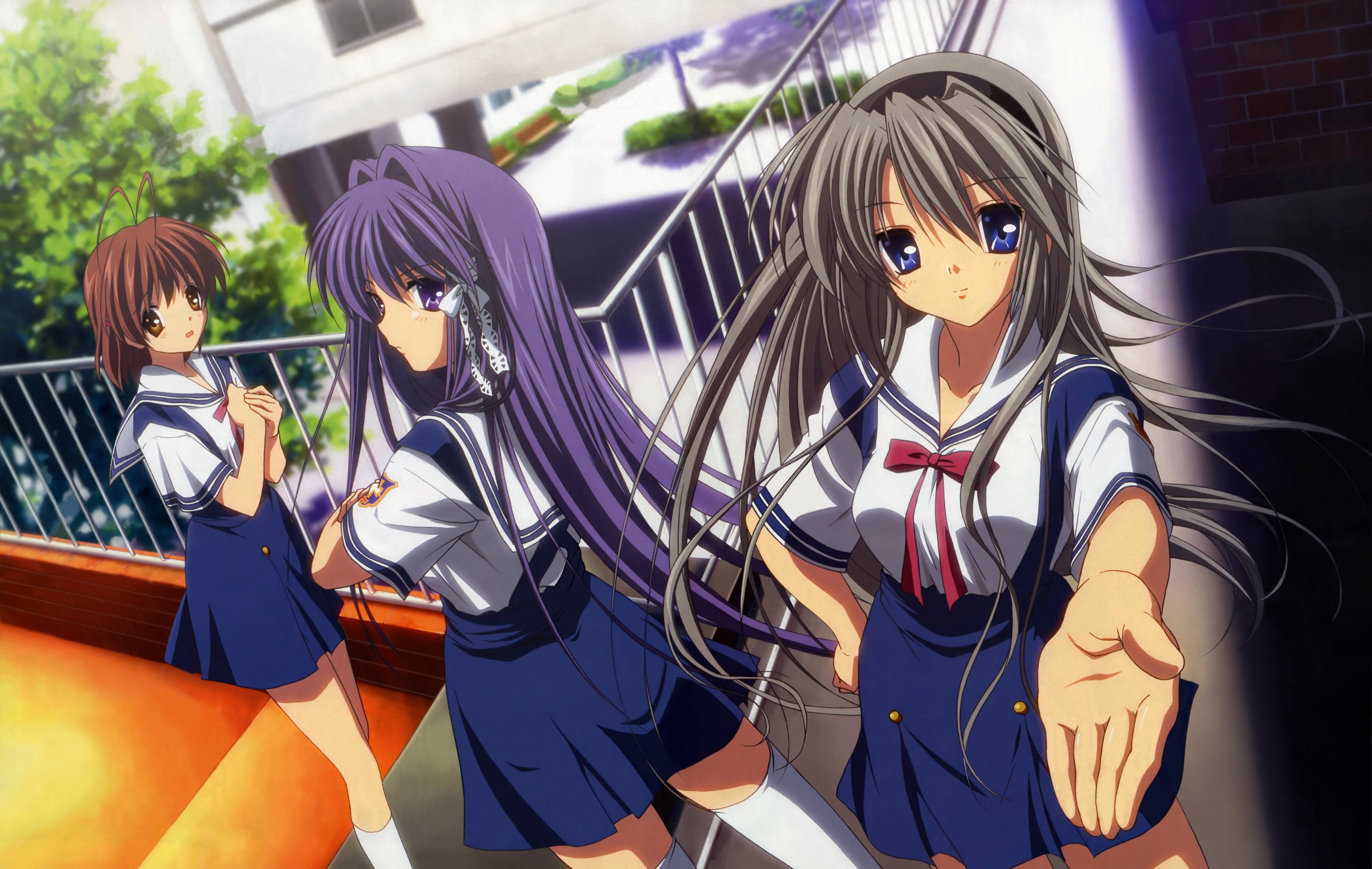 Clannad, anime, anime girls, school uniform, Fujibayashi Kyou