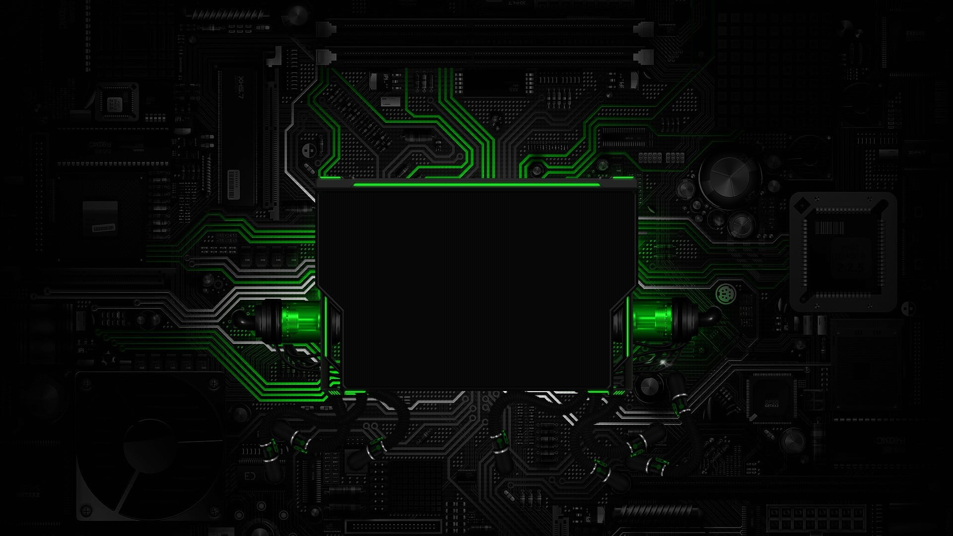 green circuit board digital wallpaper, technology, digital art