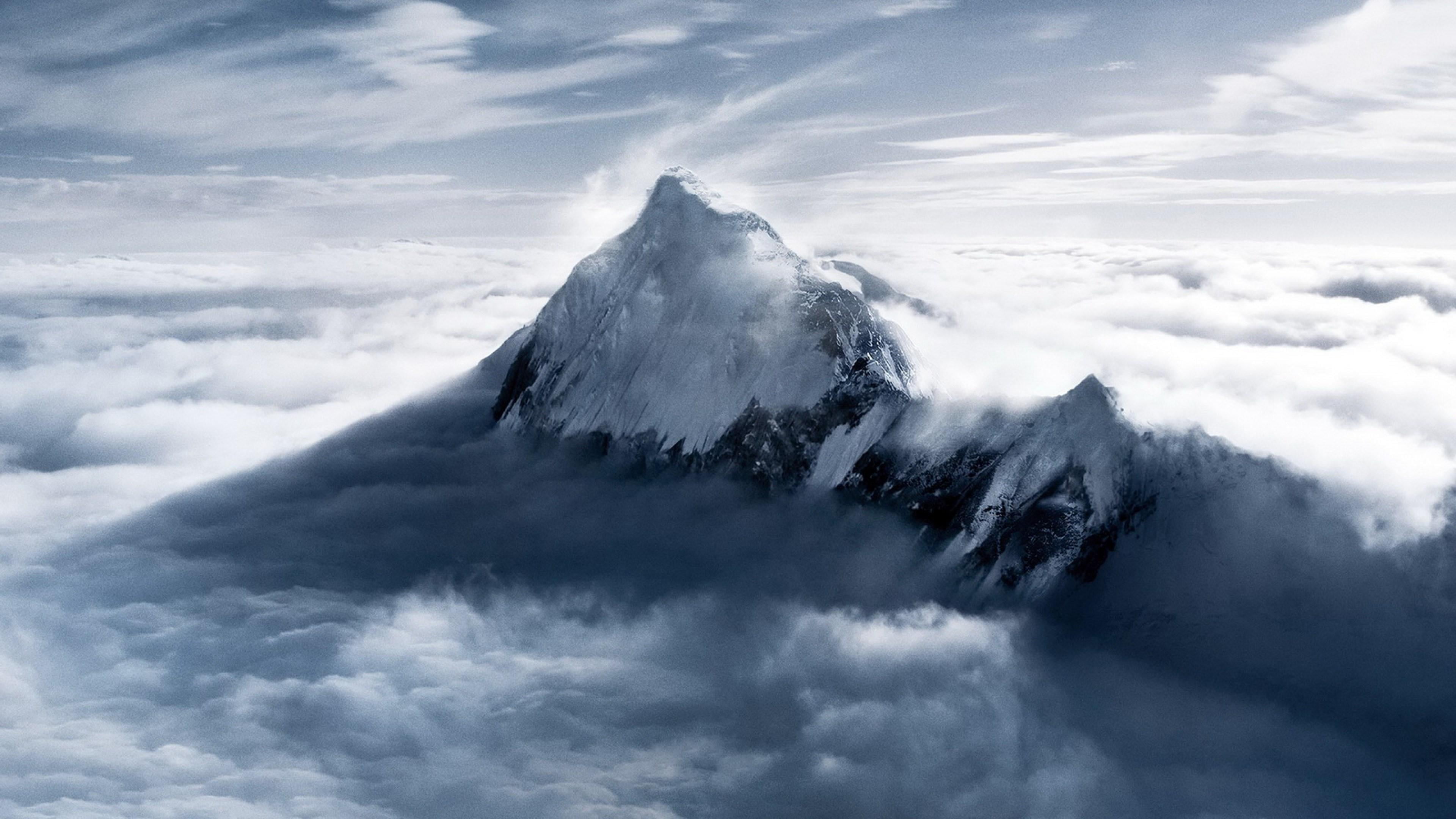 everest, mountain, cloud, peak, mount everest, snowy, cloud - sky