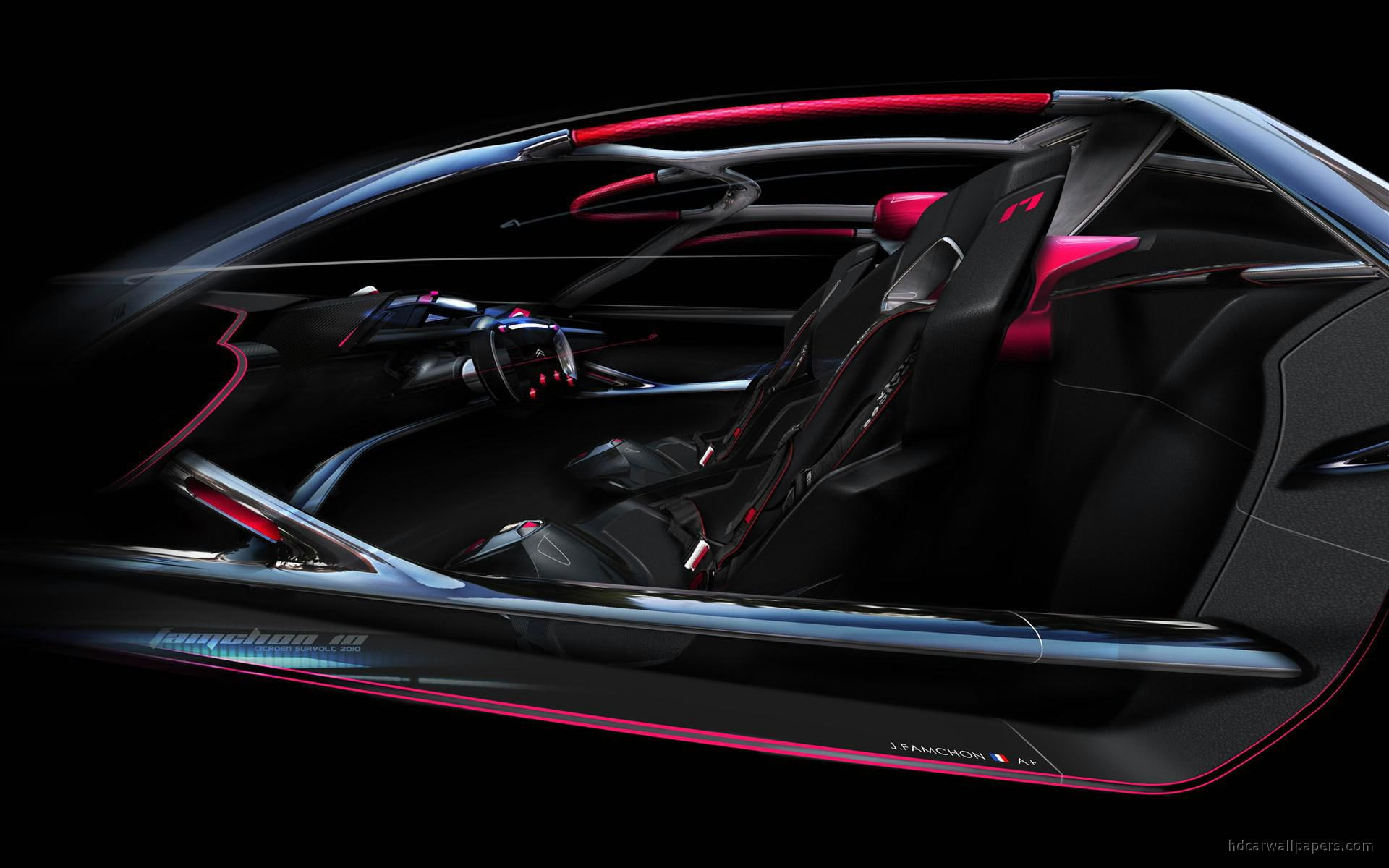 2010 Citroen Survolt Concept Interior, black sports car, cars