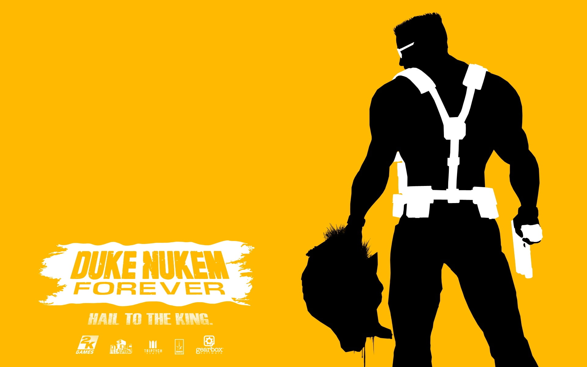 Duke Nukem Forever poster, sant john, back, head, gun, vector