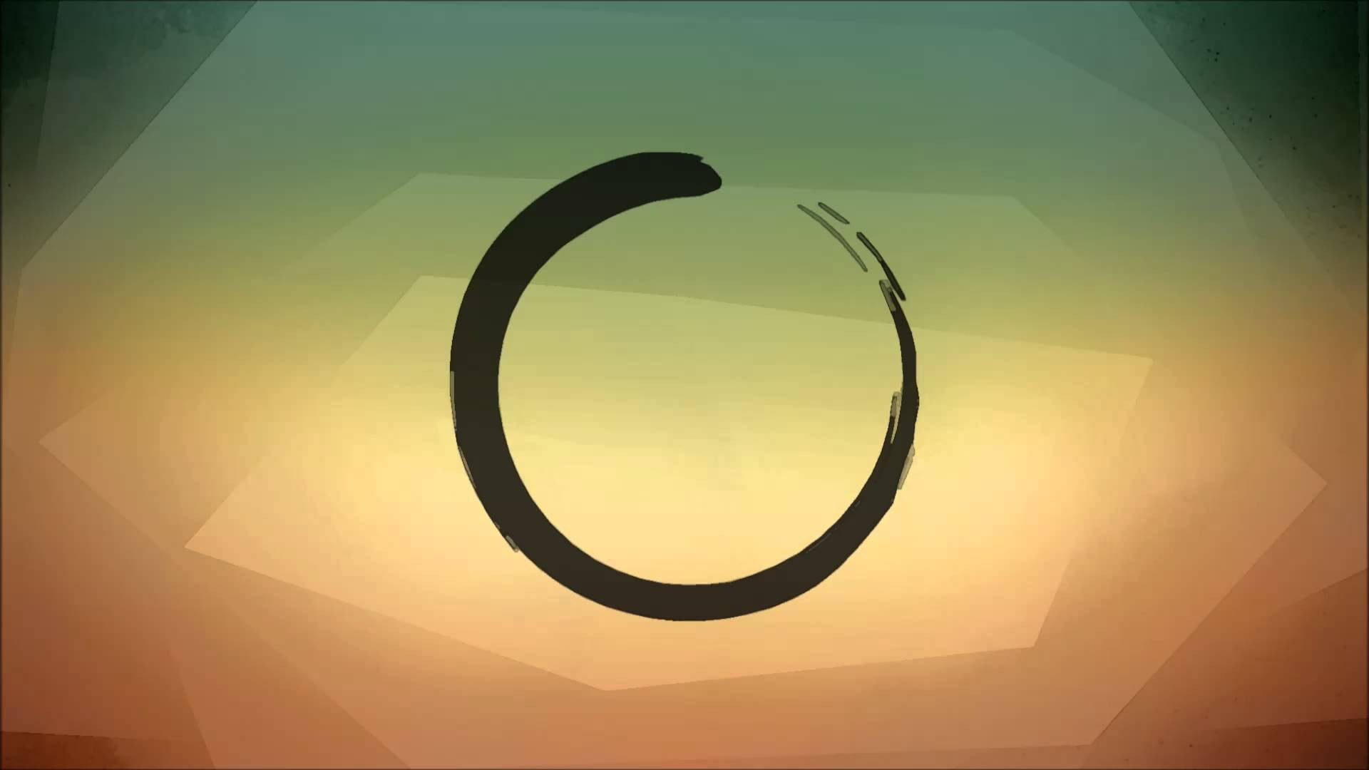 black circle painting, zen, ensō, ouroboros, minimalism, sunset