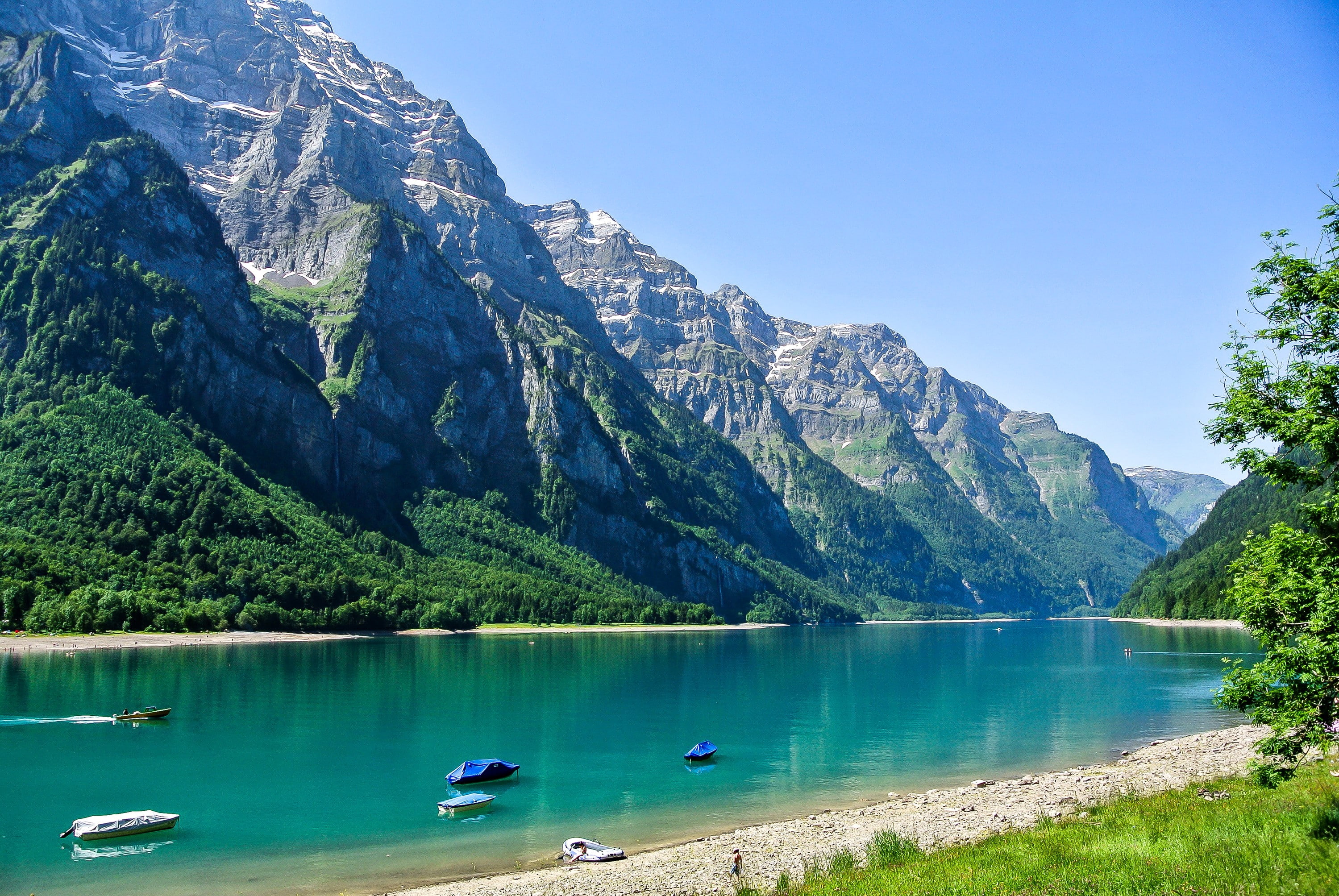 Switzerland, Glarus, Mountain, Lake, Beach, water, scenics - nature