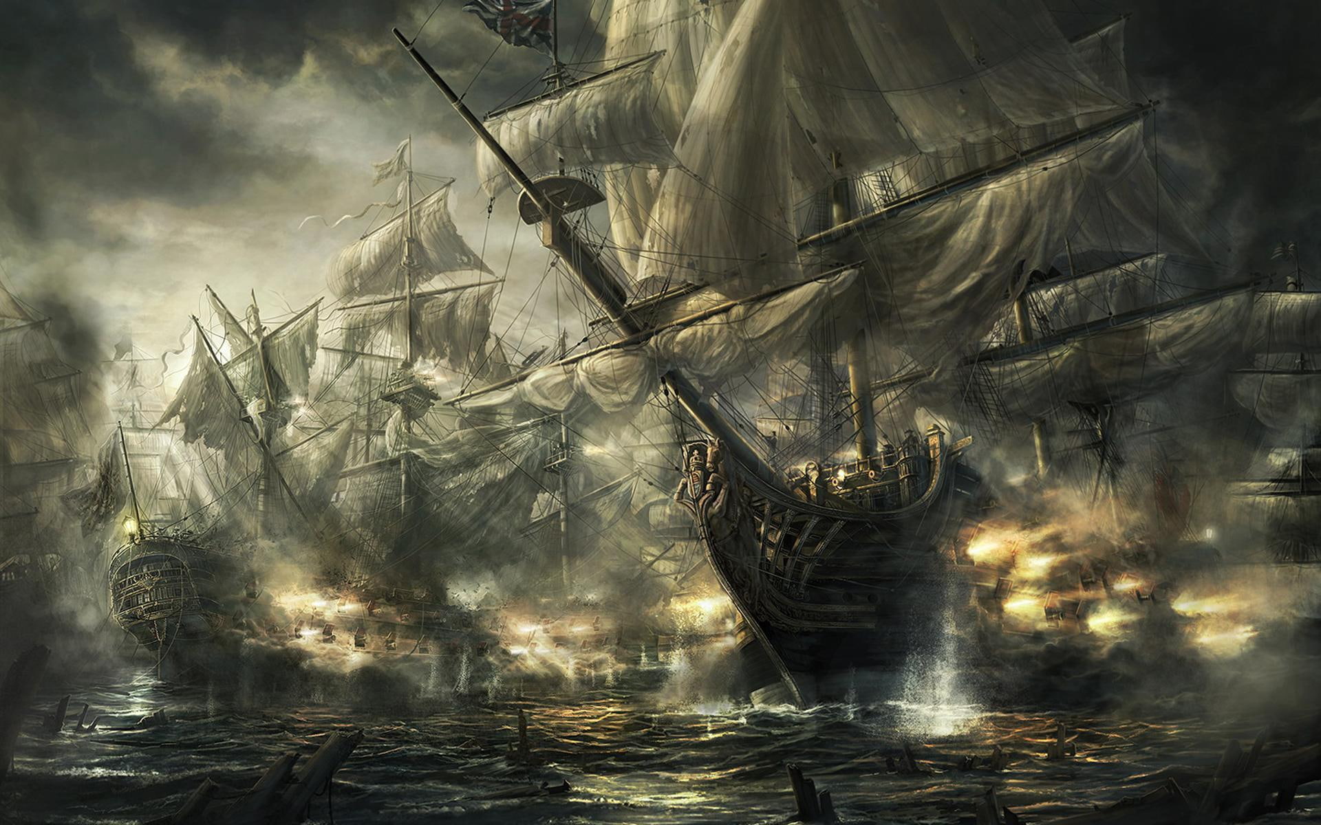 Free download | HD wallpaper: Battle Trafalgar, ship, boats | Wallpaper ...