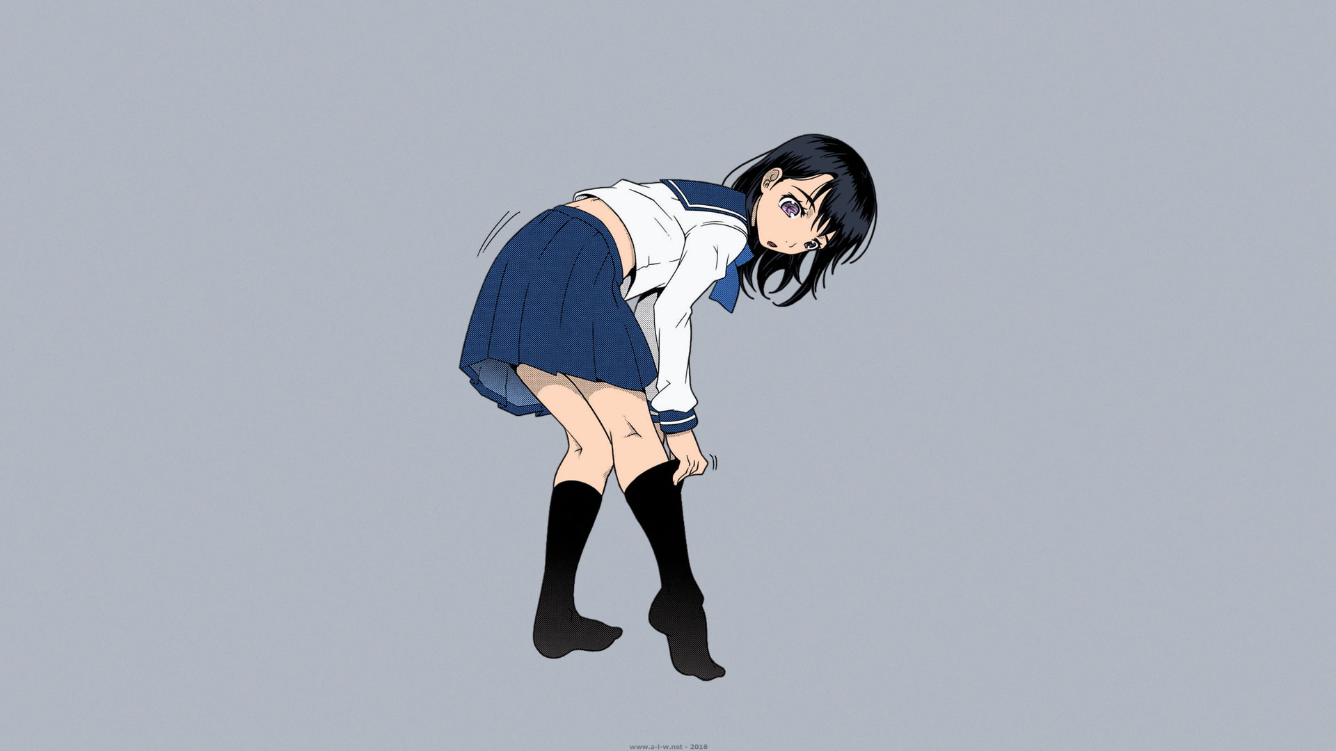 anime girls, black hair, school uniform, manga, long hair, Mudou Eichi
