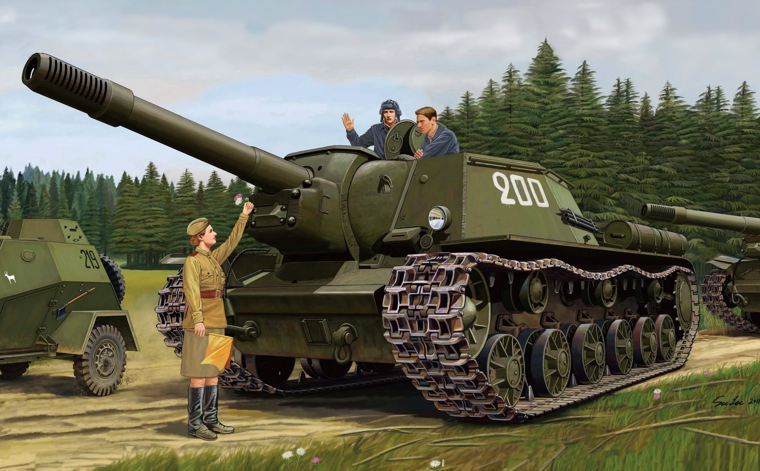 military tank, figure, the second world, SAU, The red army, self-propelled artillery