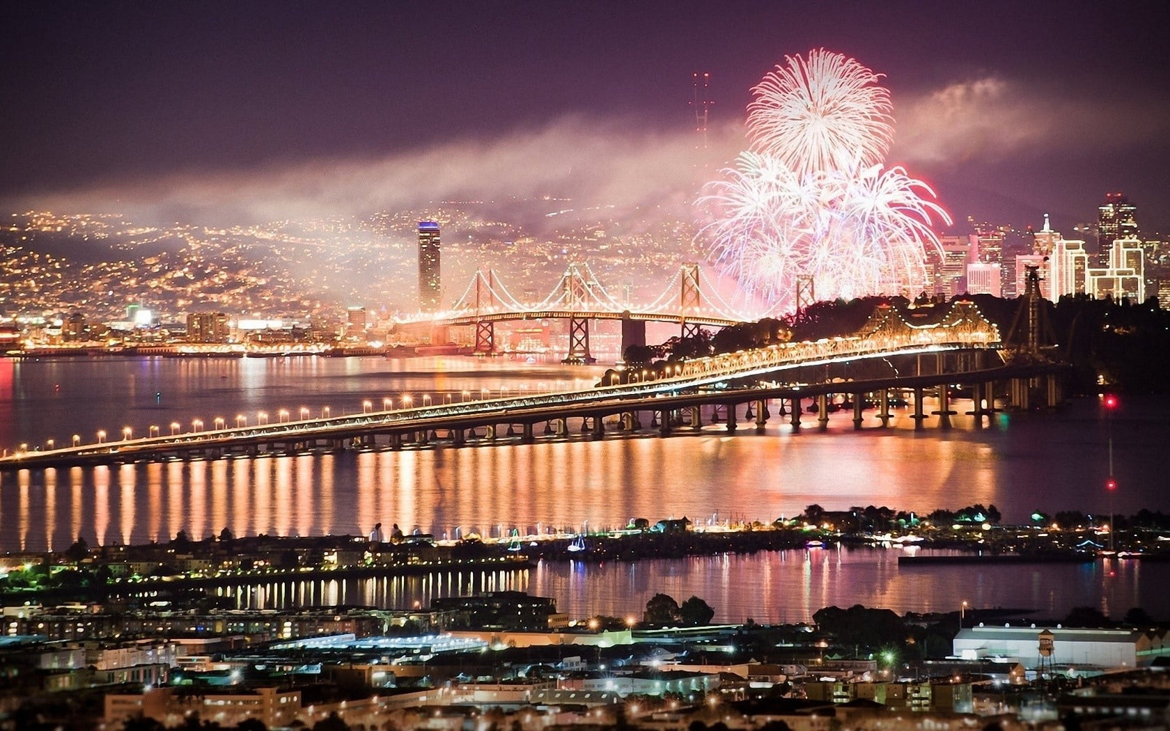 Free download HD wallpaper fireworks, san francisco, city, night