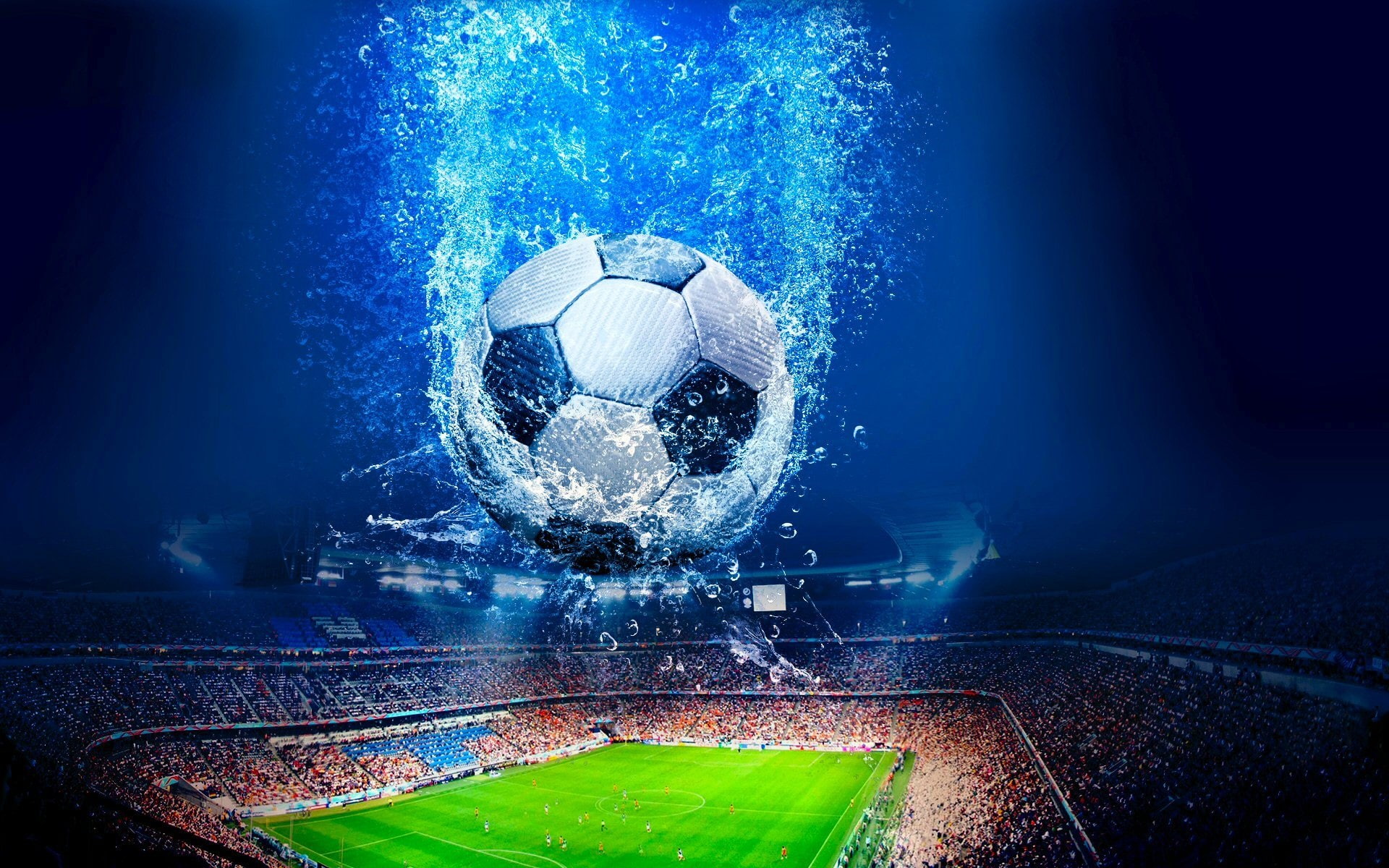 Creative design, football, stadium, water
