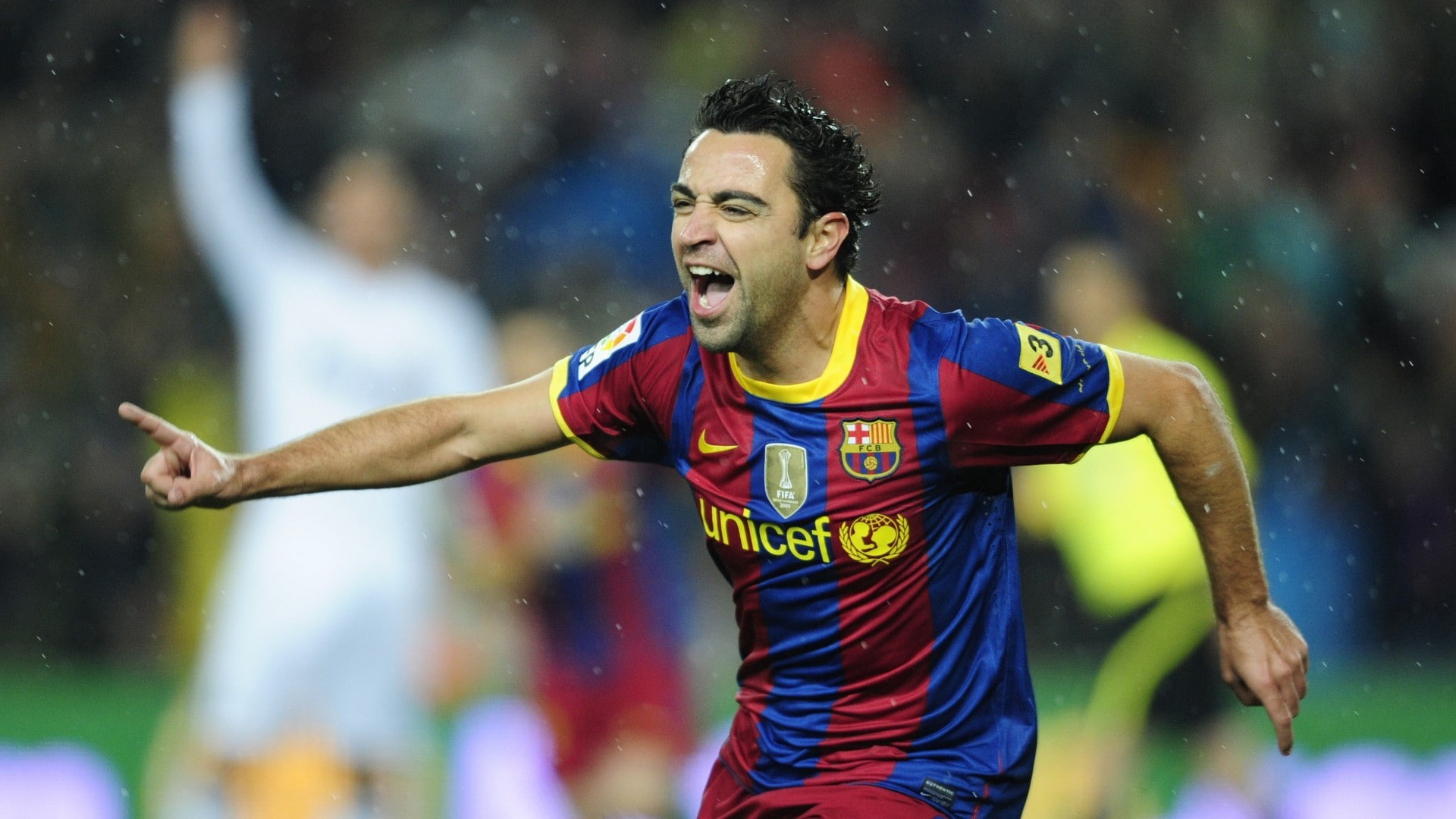 fc barcelona xavi, sport, front view, mouth open, one person