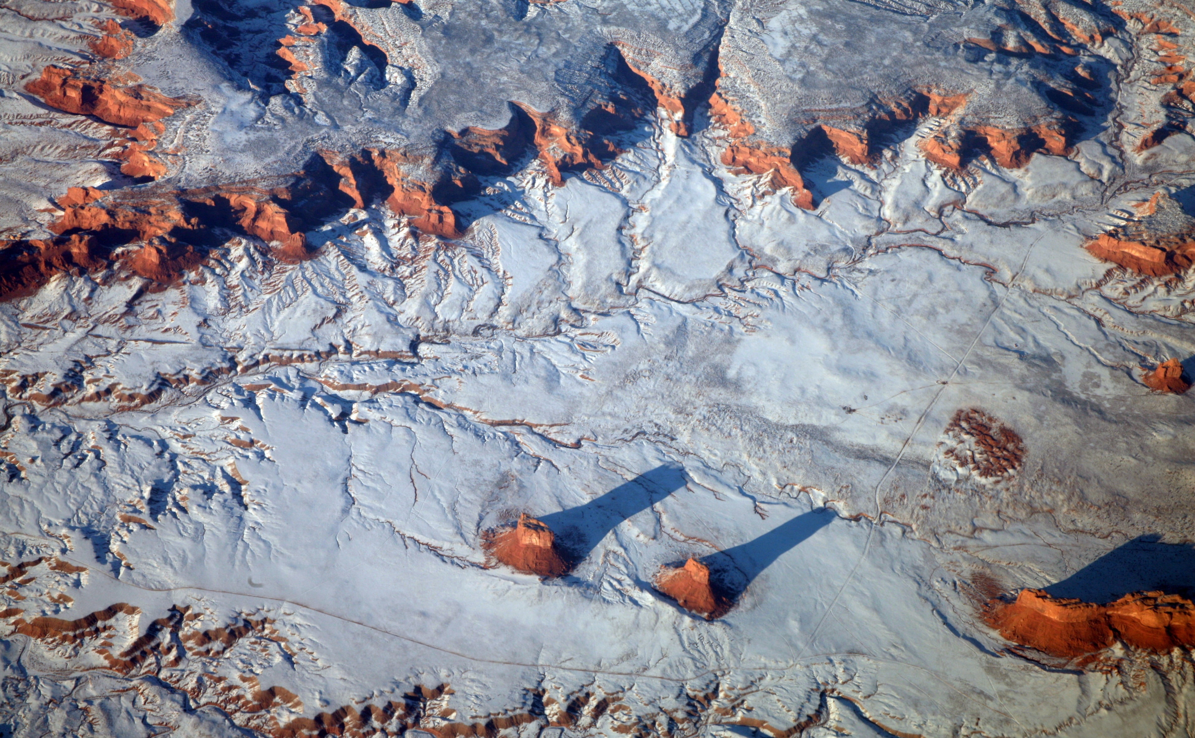 Aerial Photography Of The Colorado Plateau,..., snow-covered road