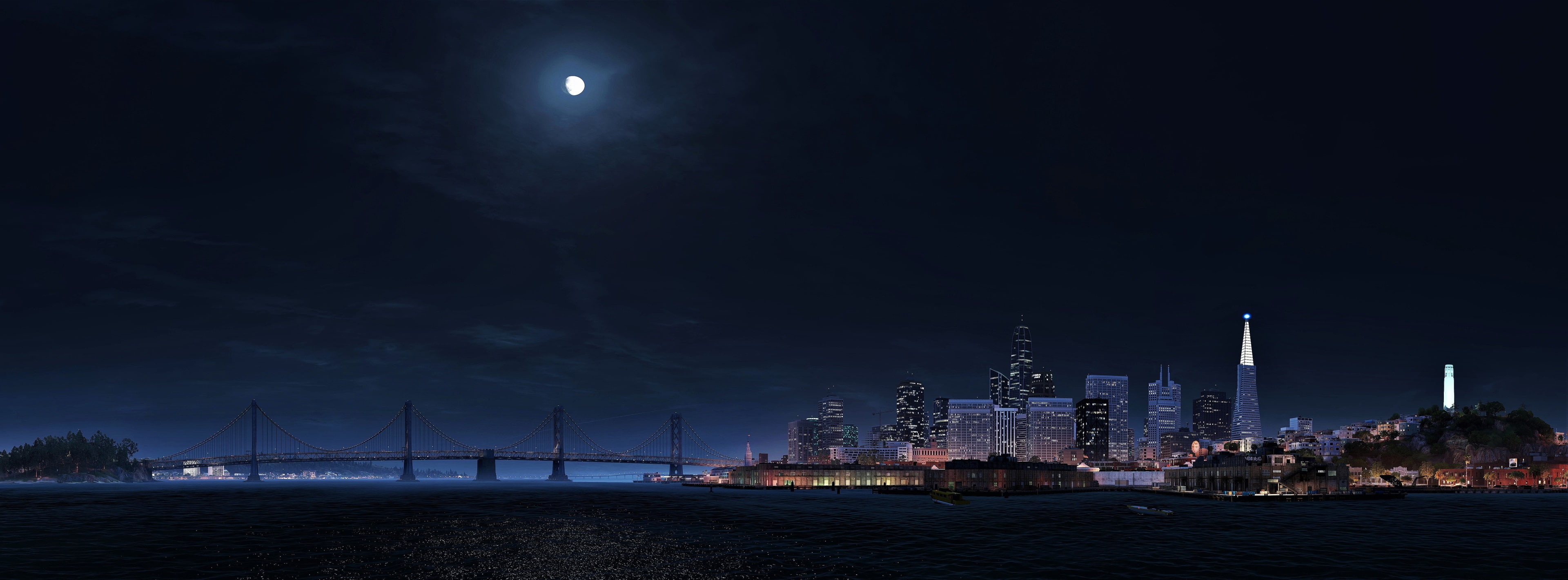 watch dogs 2 4k background  hd, night, sky, architecture, moon