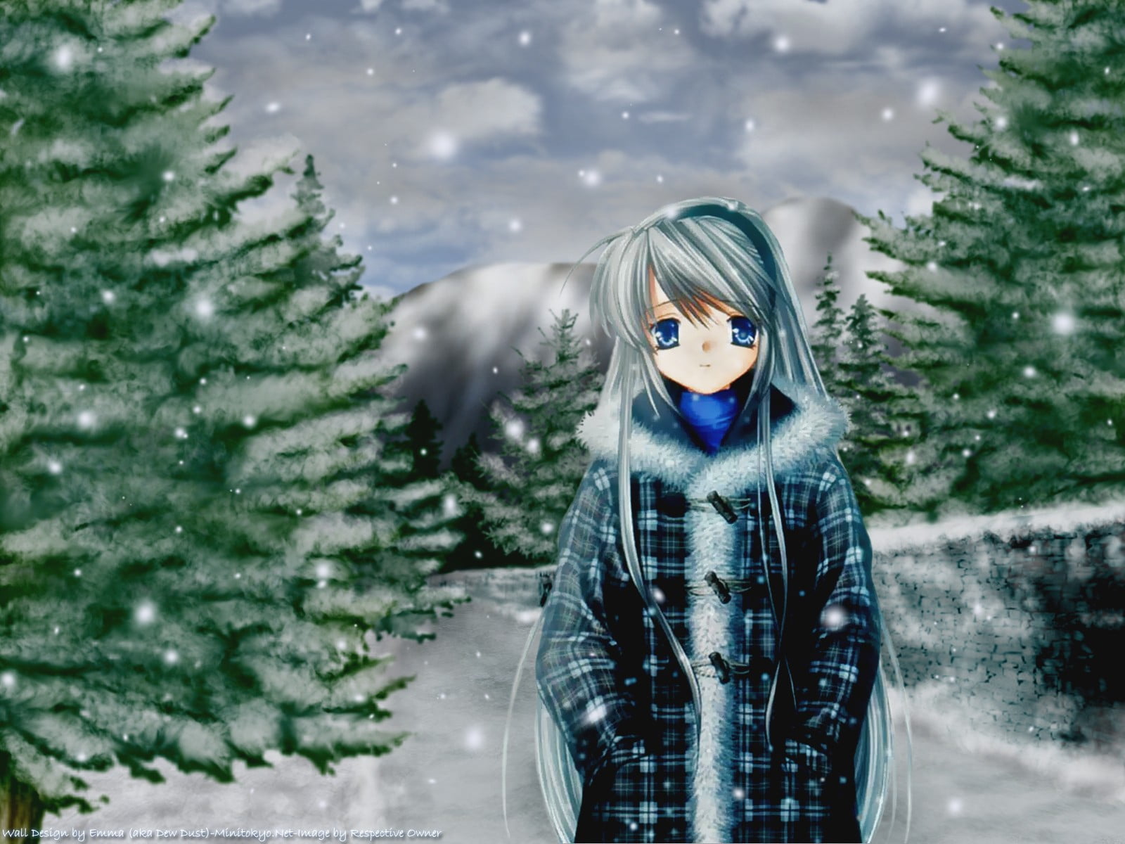 anime girls, Clannad, snow, Sakagami Tomoyo, winter, tree, cold temperature