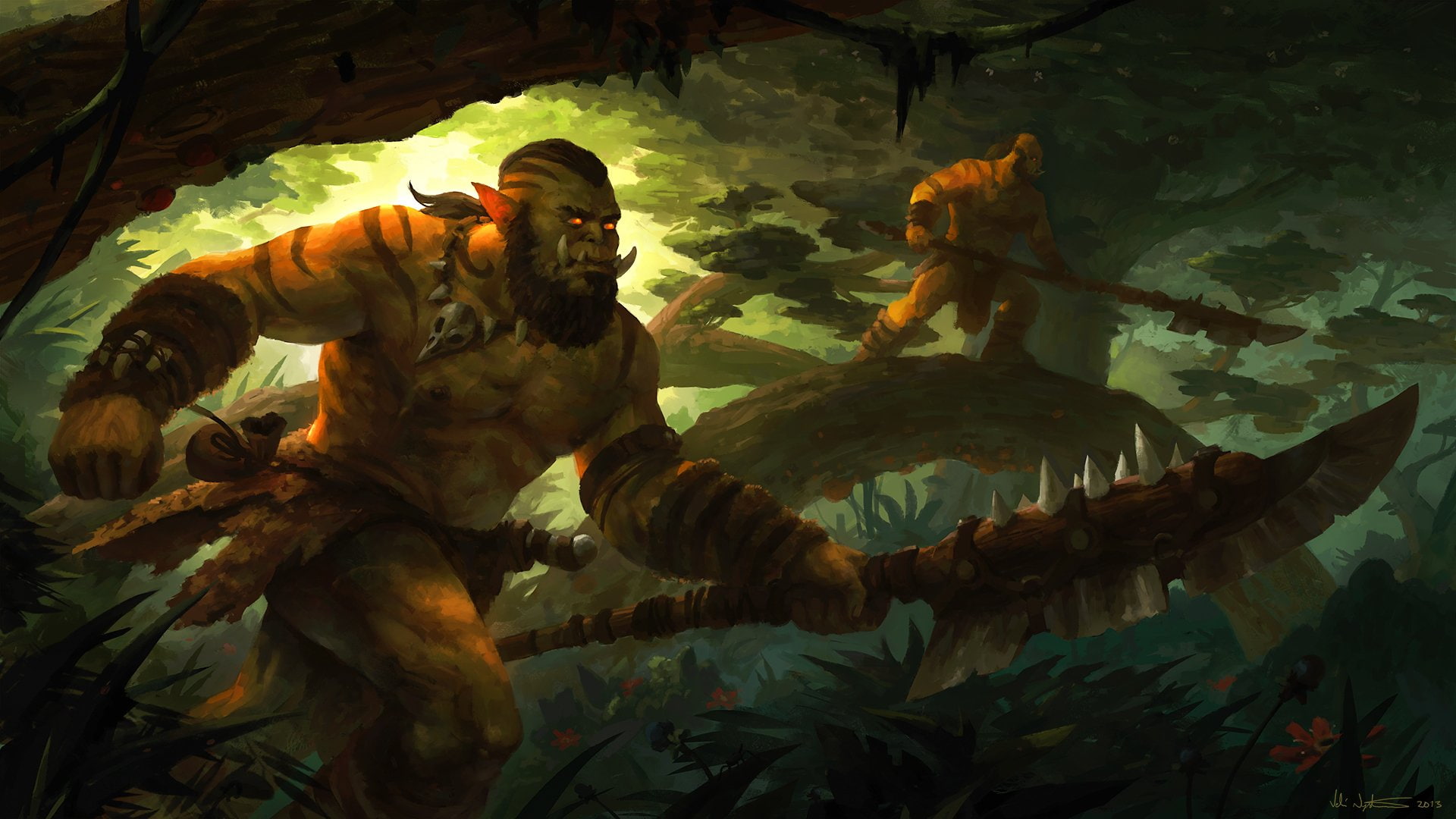 Fantasy, Orc, Forest, Spear, Warrior, Weapon