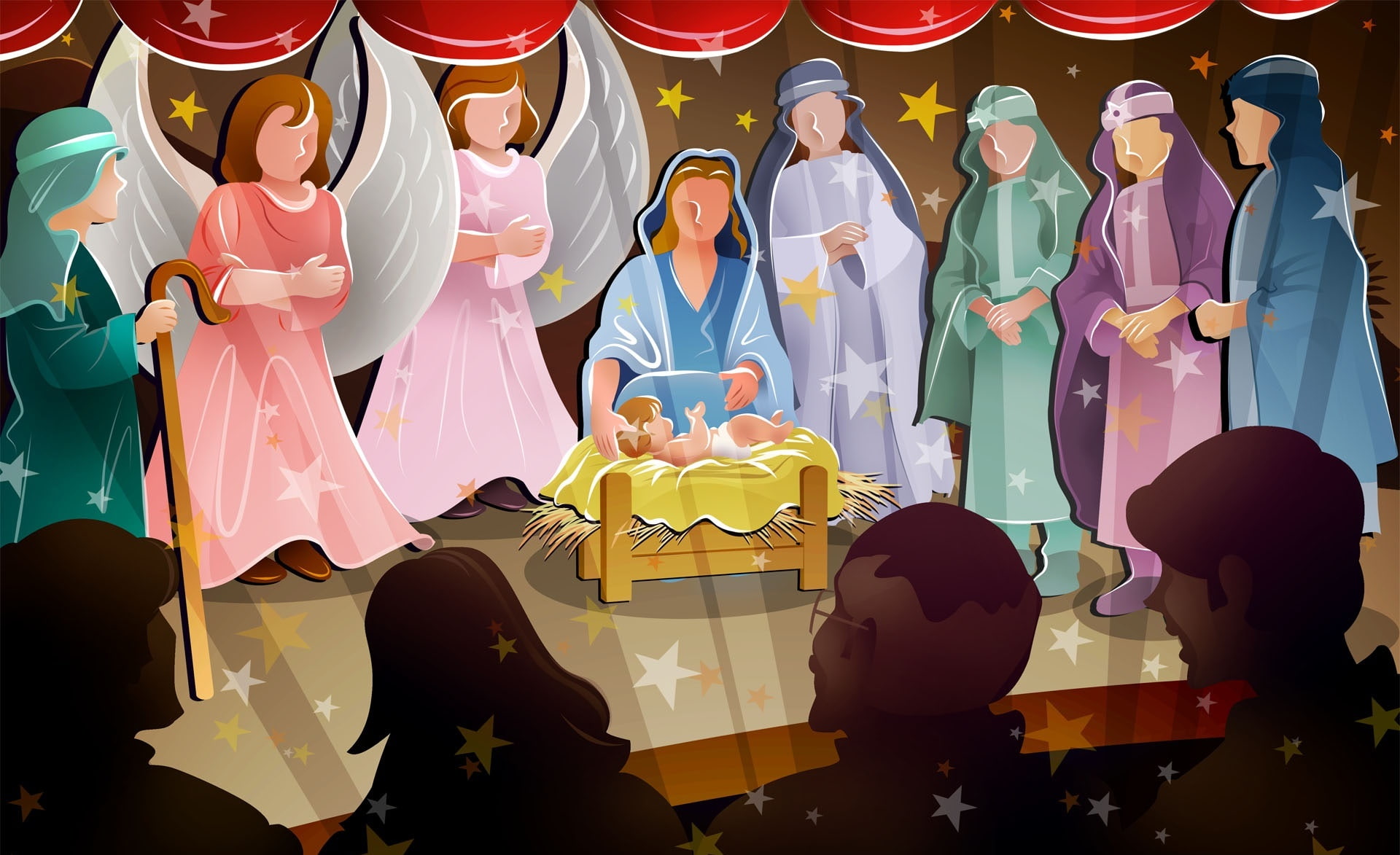Birth Of Jesus Christ, nativity scene illustration, Holidays