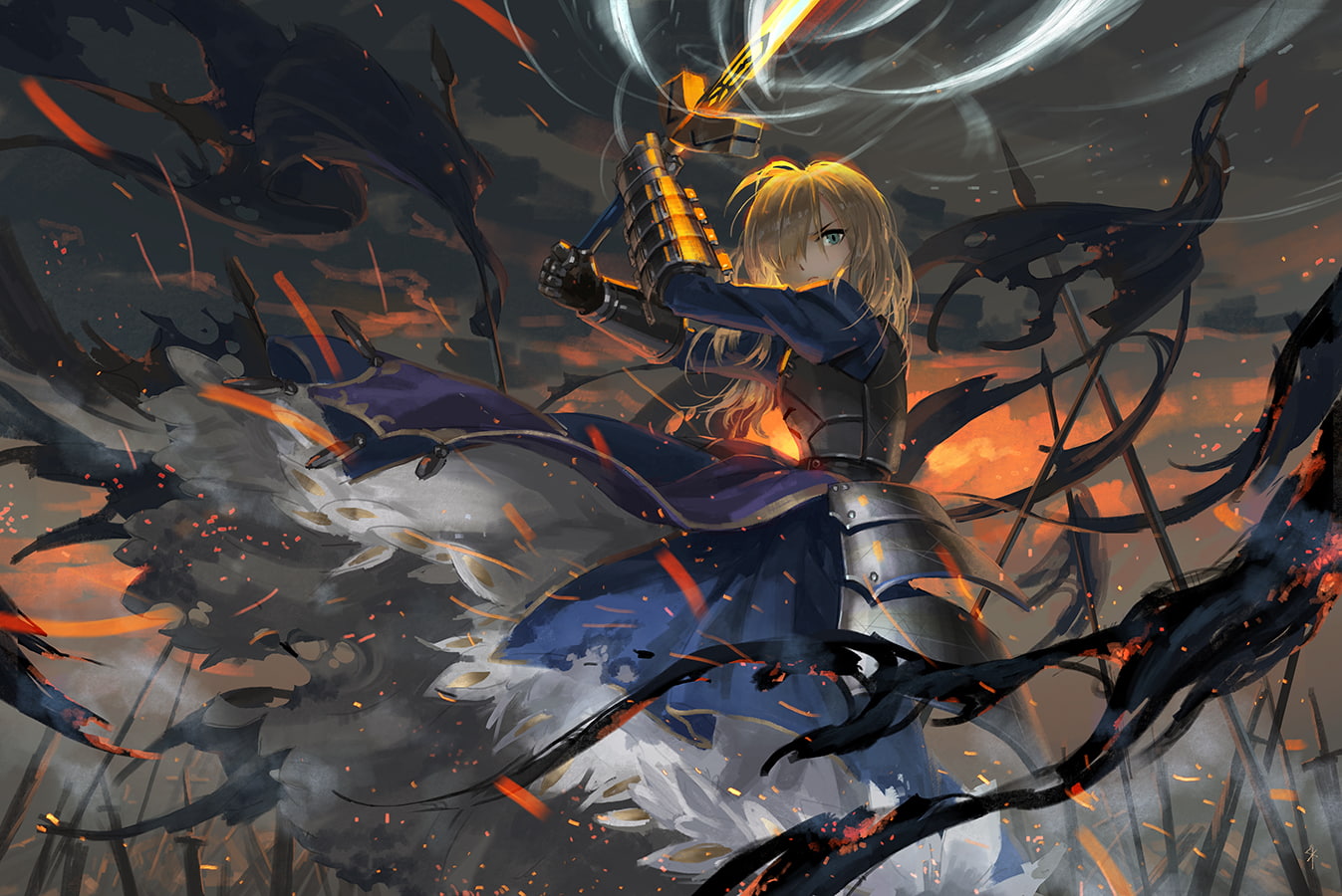 Fate Series, Fate/Stay Night, Armor, Blonde, Excalibur, Saber (Fate Series)