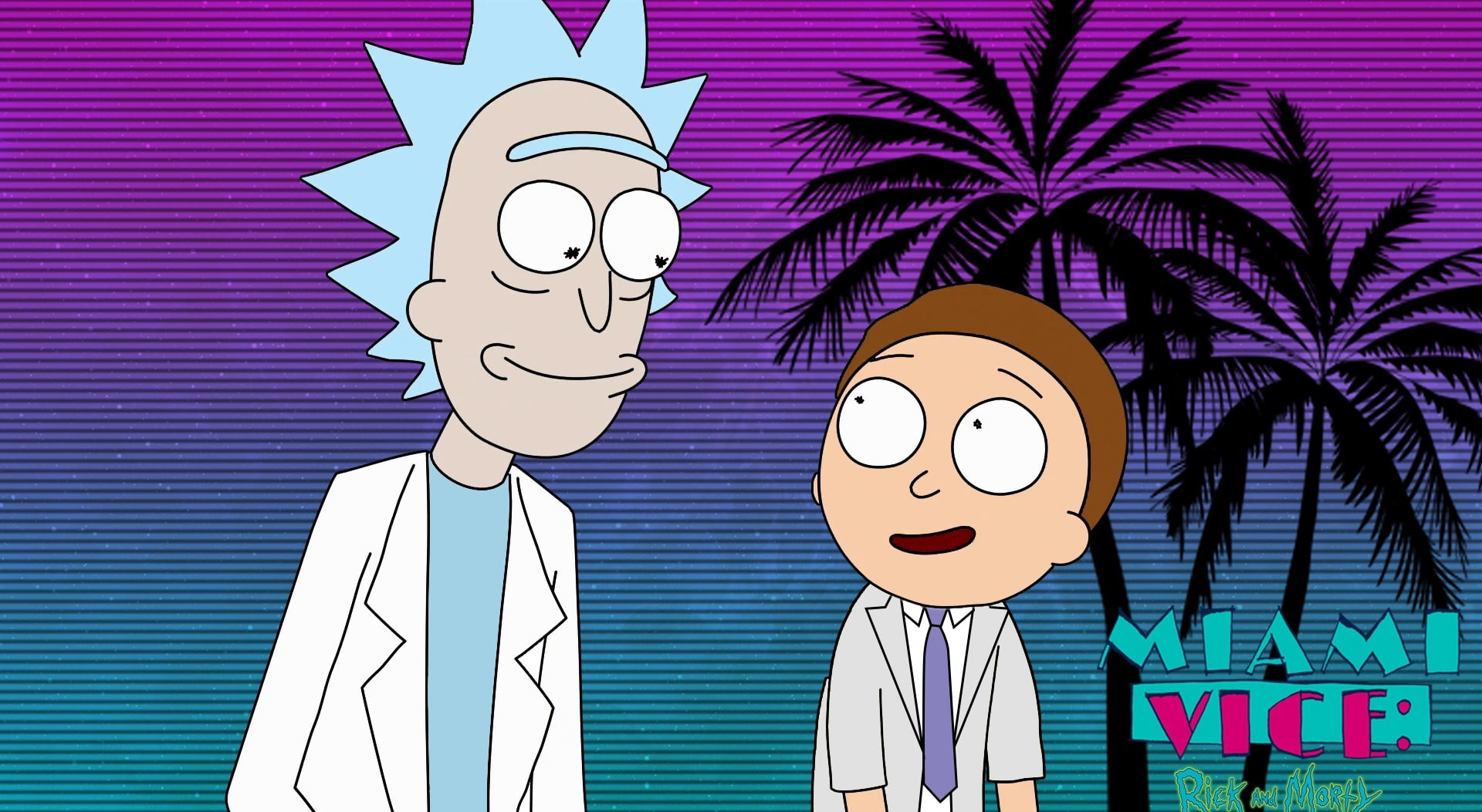 Rick and Morty - Miami vice ver.1, Rick & Morty digital wallpaper