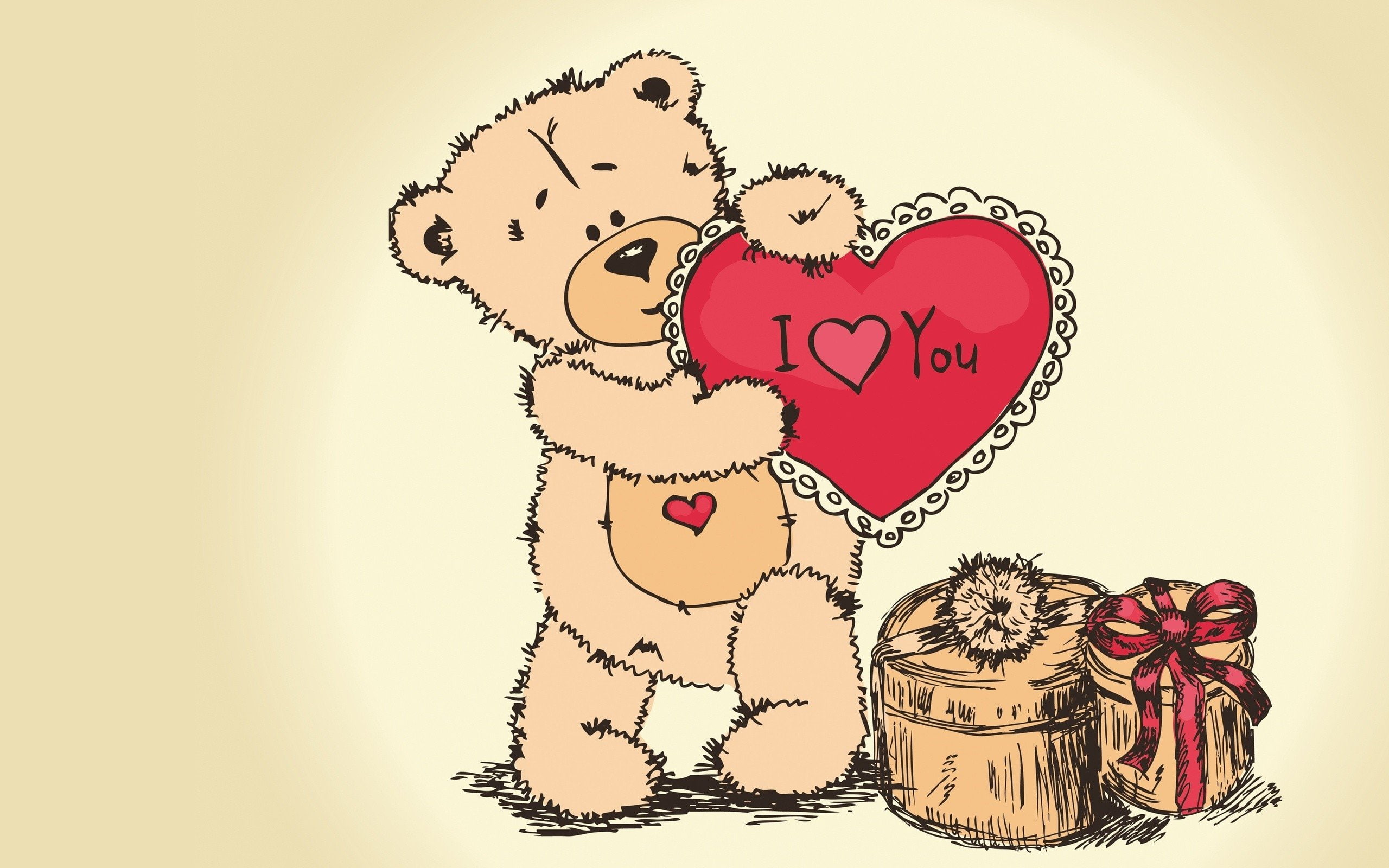 bear, drawing, heart, love, paint, teddy