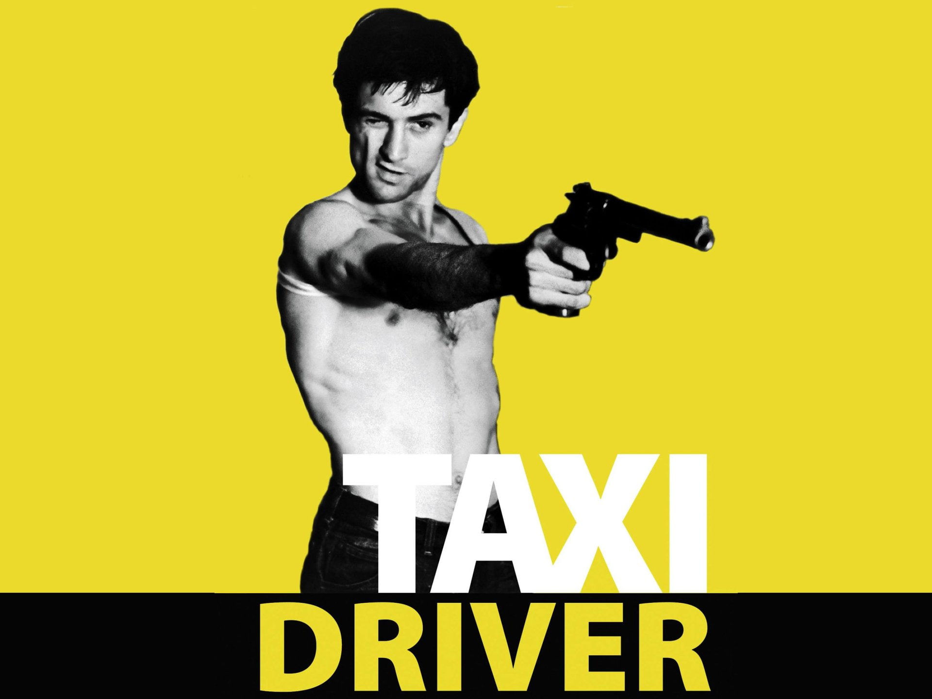Movie, Taxi Driver, Gun, Man, Robert De Niro, yellow, sign