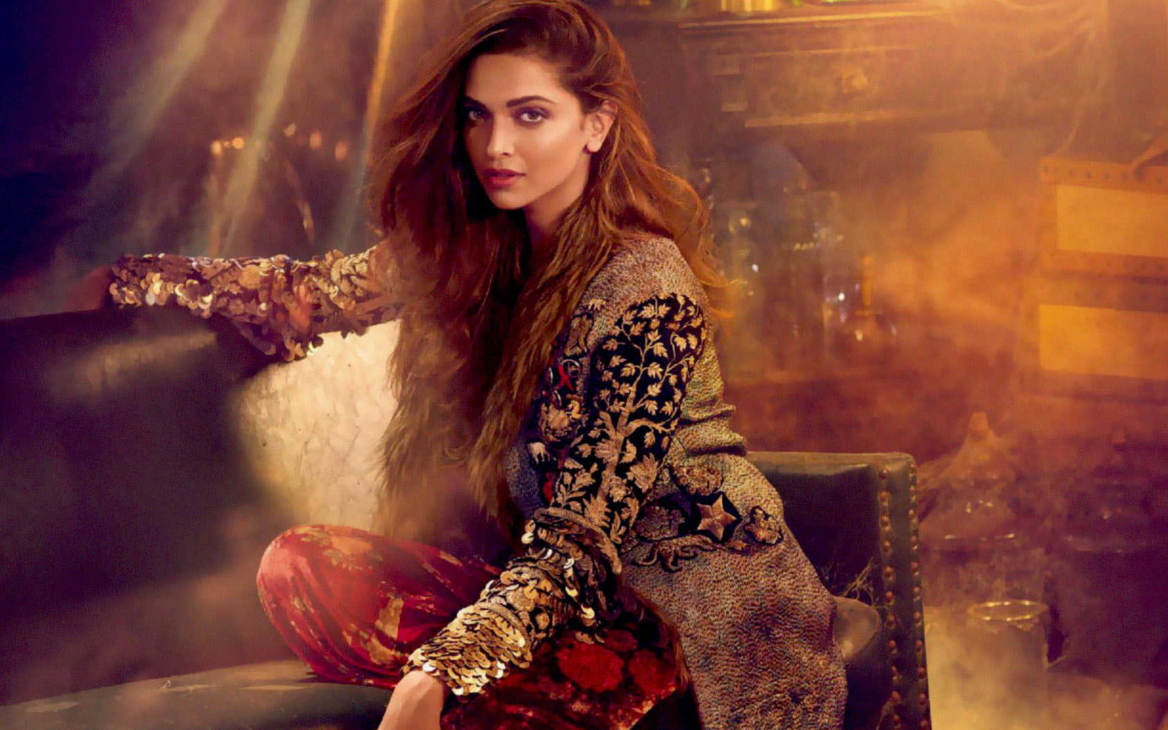 Deepika Padukone On Vogue India, women's brown and black floral long-sleeved top