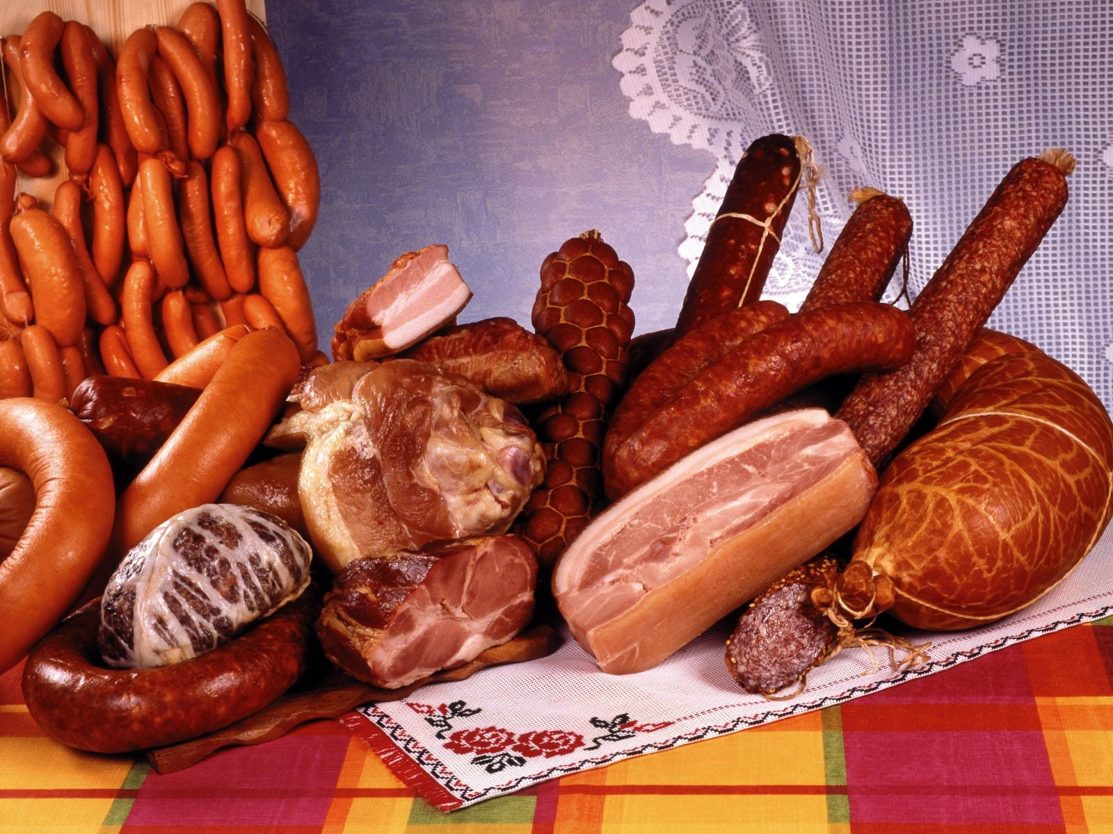 sausages, meat, variety, food, salami, pork, brown, freshness